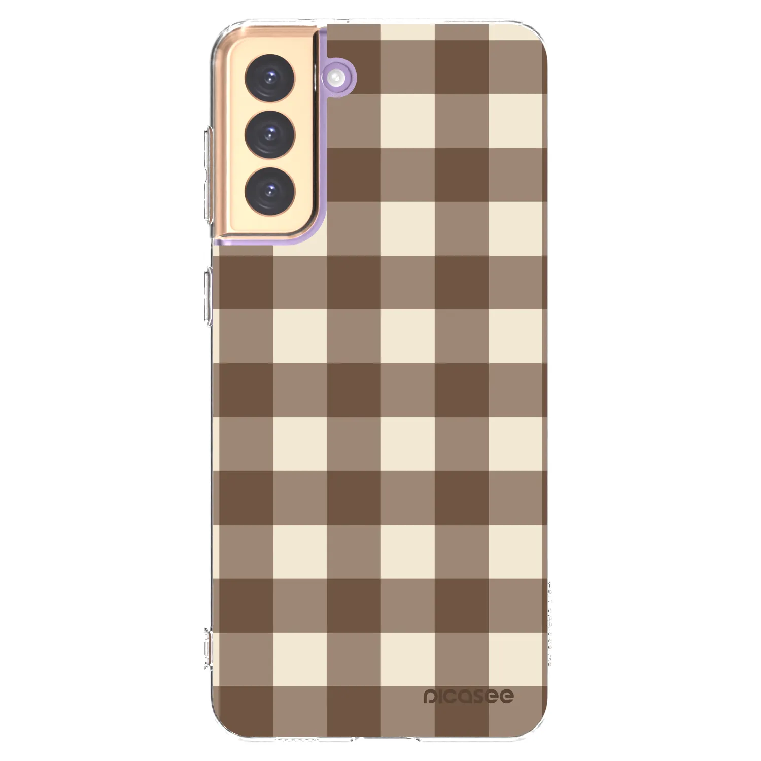 Picasee silikónový prehľadný obal pre Samsung Galaxy S21+ 5G G996F - Brown grid