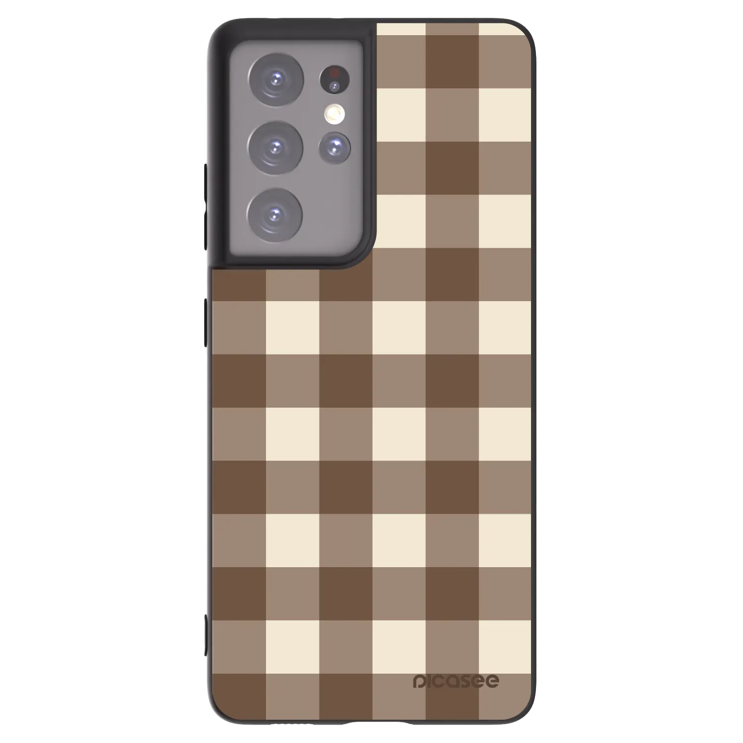 Picasee silikónový čierny obal pre Samsung Galaxy S21 Ultra 5G G998B - Brown grid
