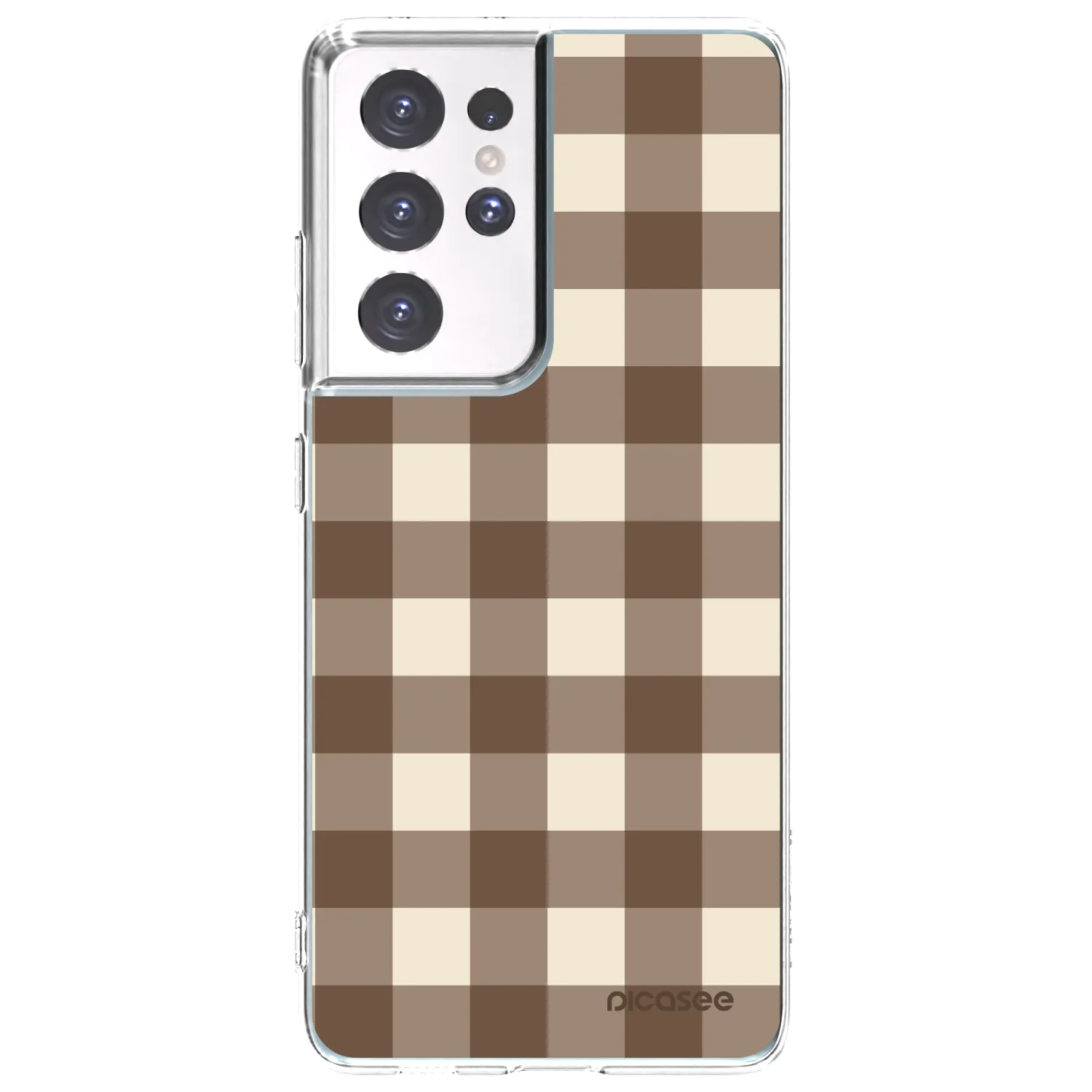 Picasee silikónový prehľadný obal pre Samsung Galaxy S21 Ultra 5G G998B - Brown grid