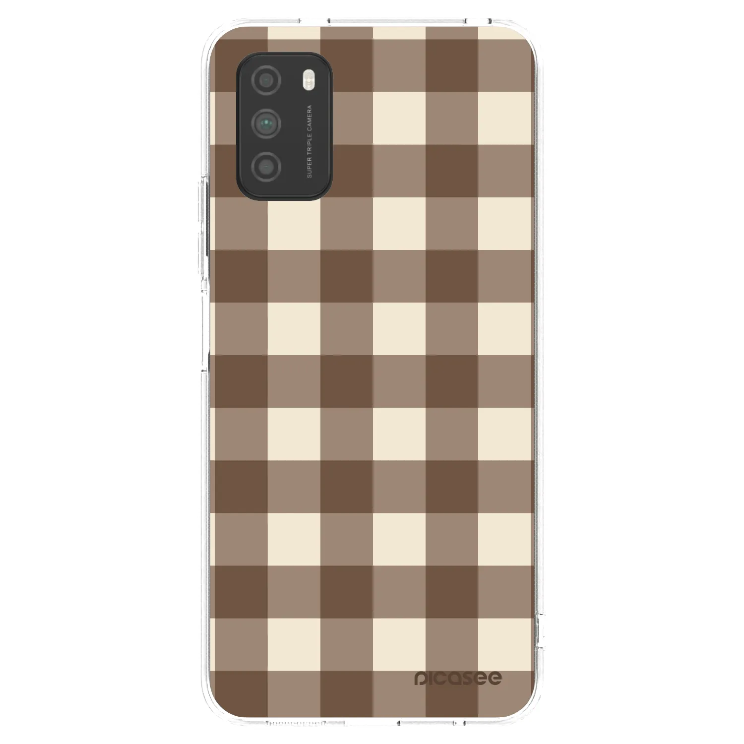 Picasee silikónový prehľadný obal pre Xiaomi Poco M3 - Brown grid