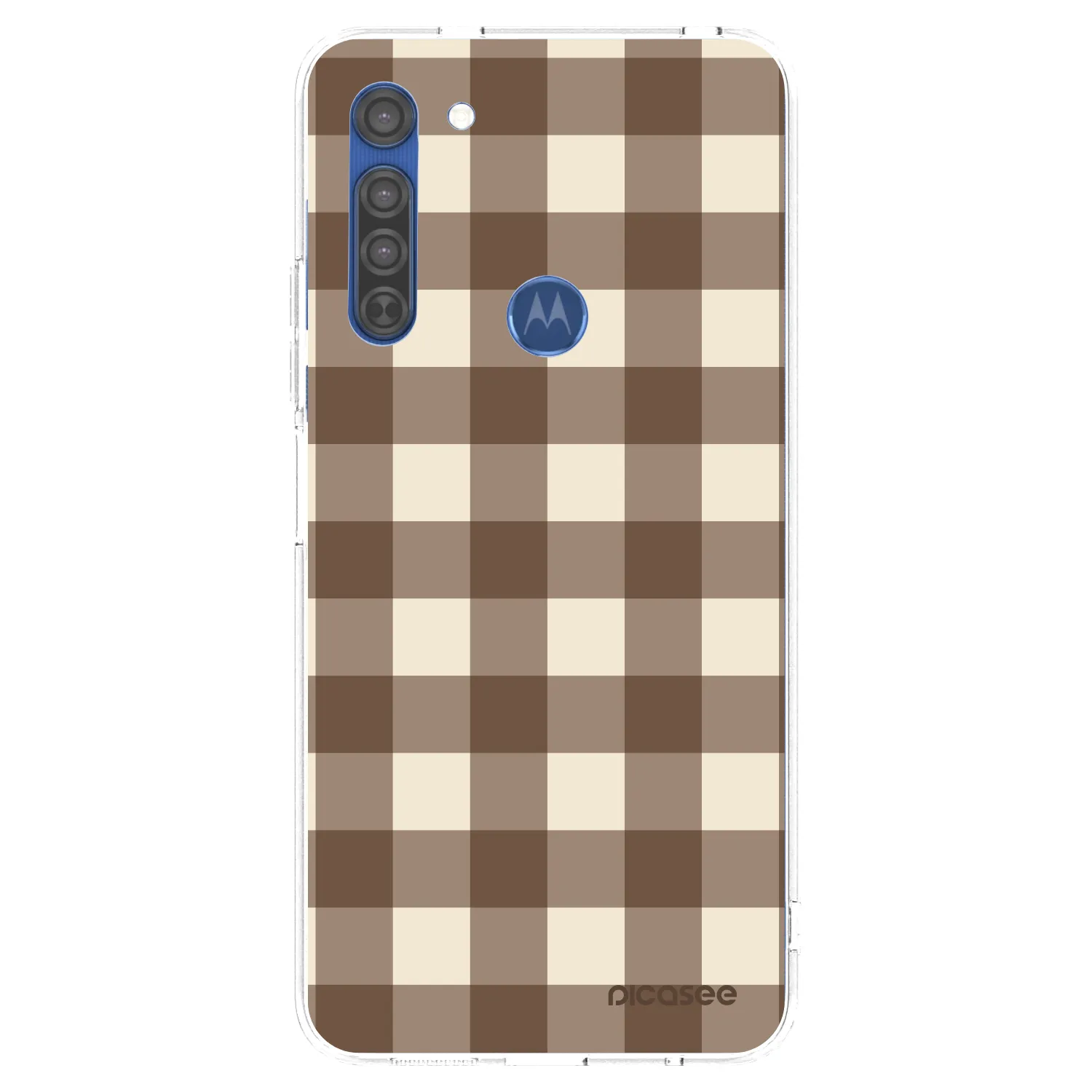 Picasee silikónový prehľadný obal pre Motorola Moto G8 - Brown grid