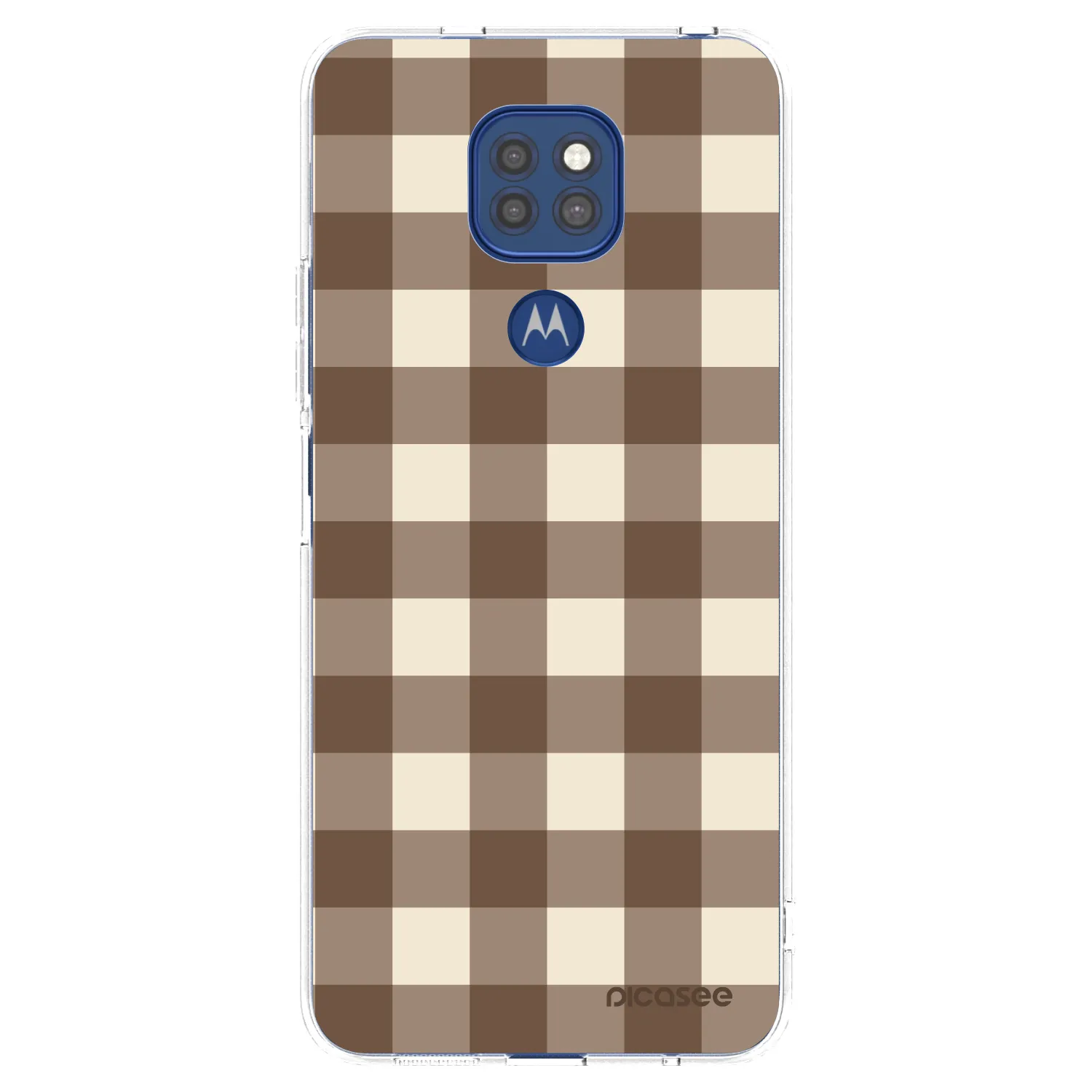 Picasee silikónový prehľadný obal pre Motorola Moto G9 Play - Brown grid
