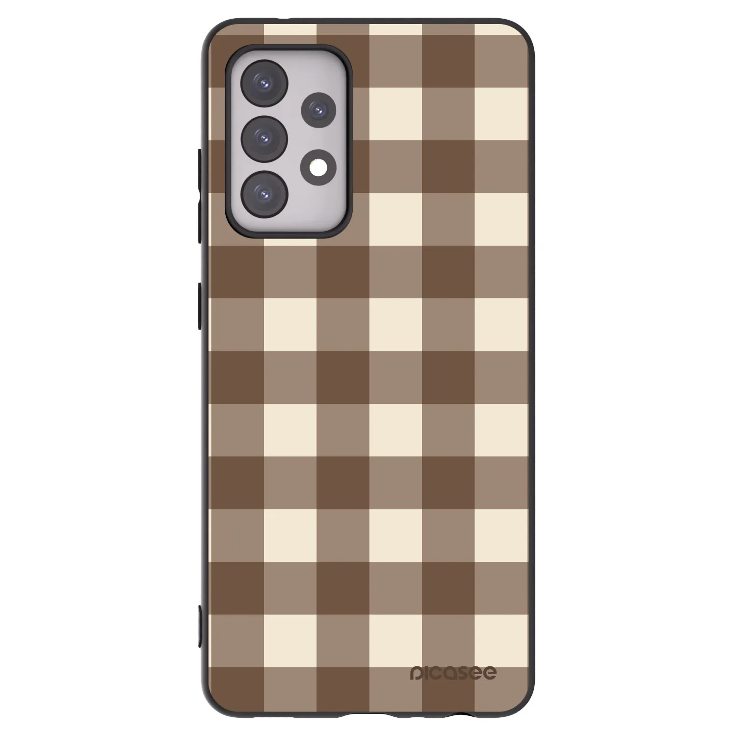 Picasee silikónový čierny obal pre Samsung Galaxy A52 5G A525F - Brown grid