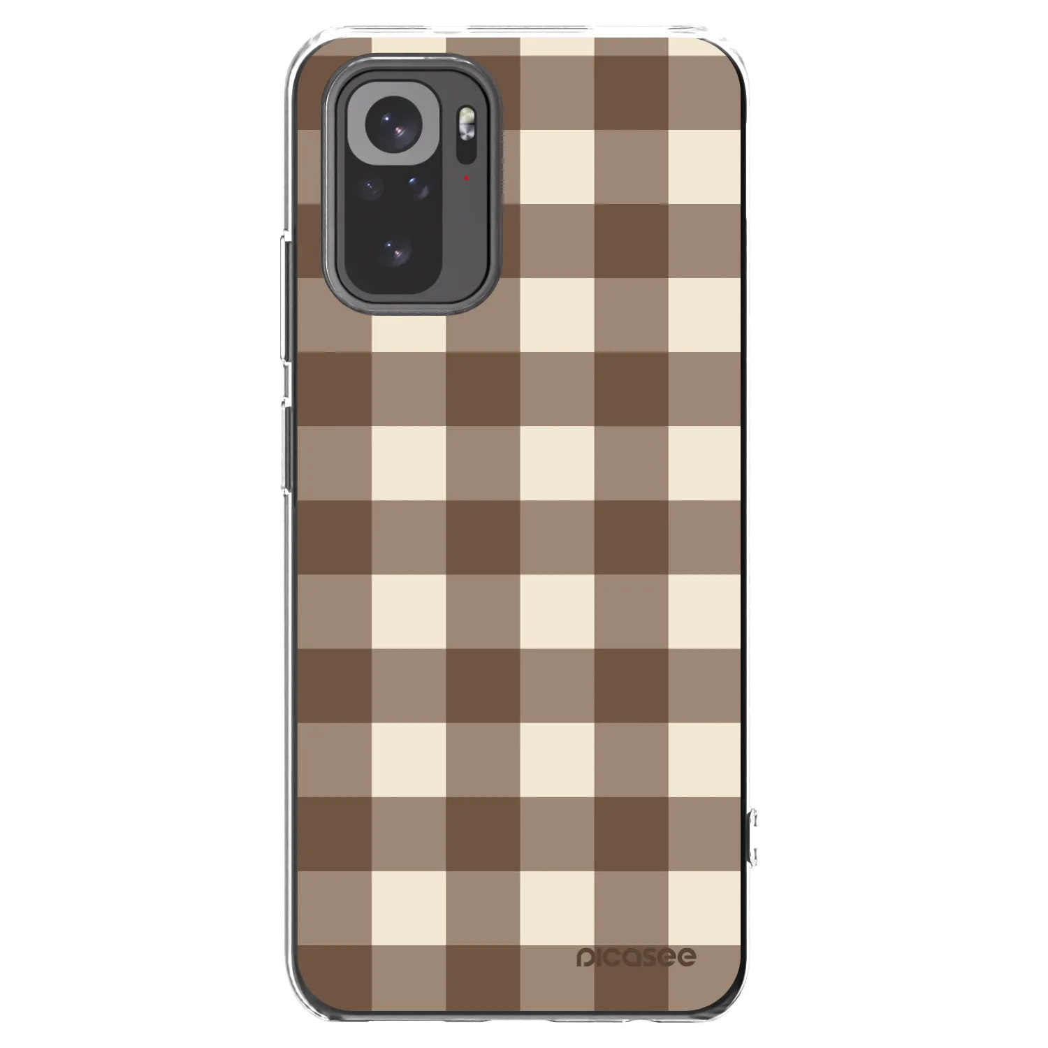 Picasee silikónový prehľadný obal pre Xiaomi Redmi Note 10S - Brown grid