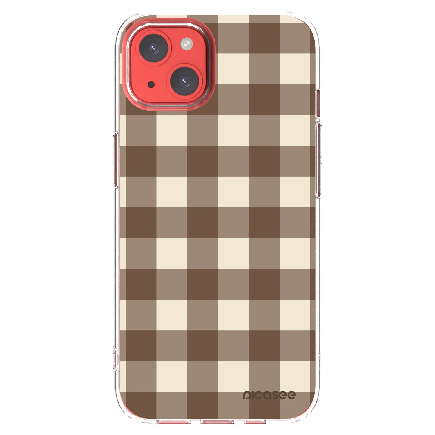 Picasee silikónový prehľadný obal pre Apple iPhone 13 - Brown grid