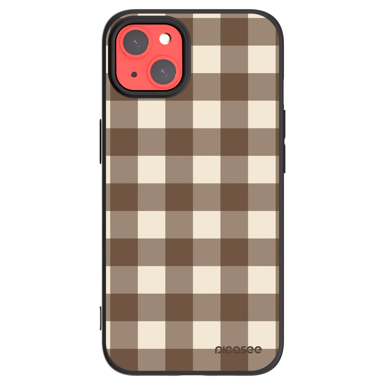 Picasee silikónový čierny obal pre Apple iPhone 13 - Brown grid