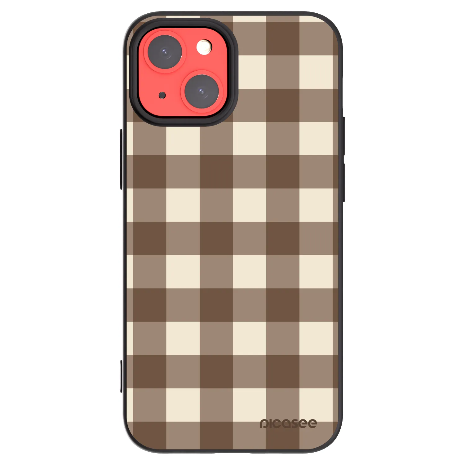 Picasee silikónový čierny obal pre Apple iPhone 13 mini - Brown grid