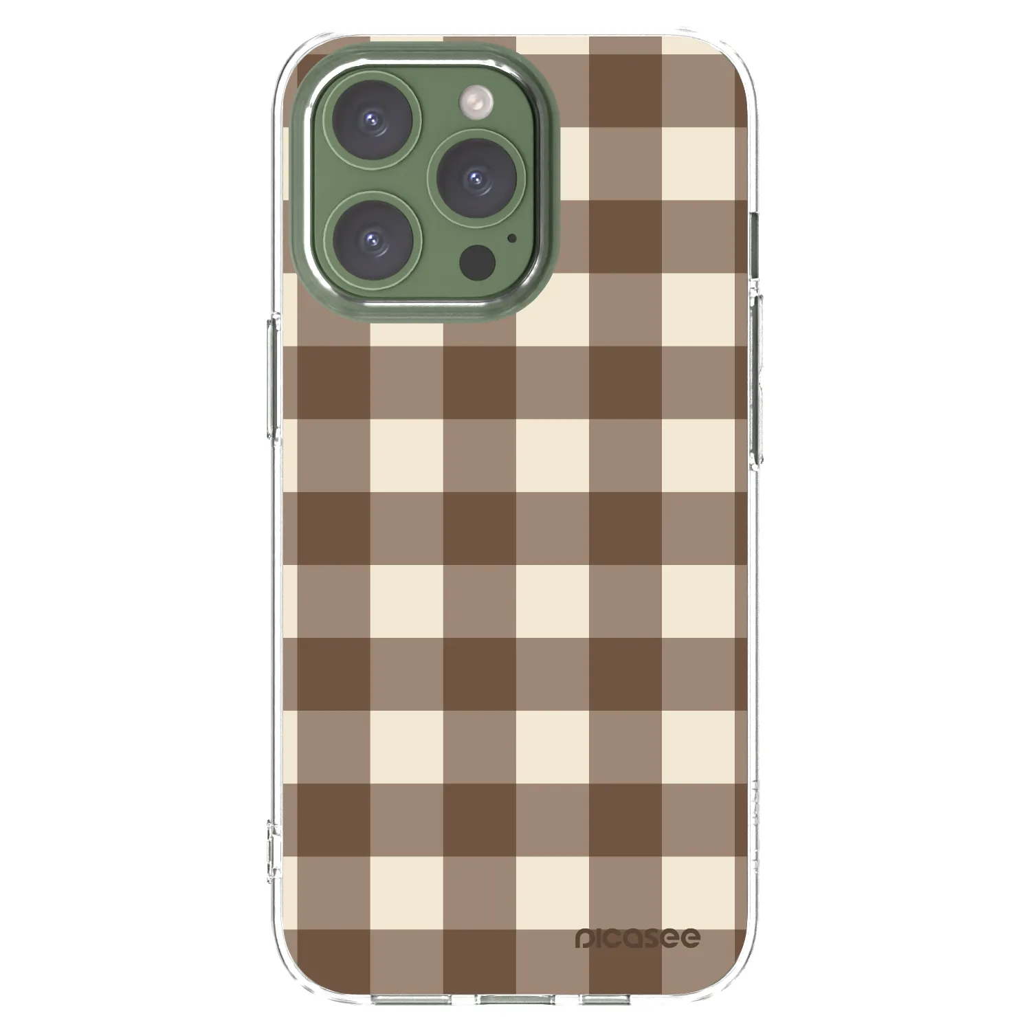 Picasee silikónový prehľadný obal pre Apple iPhone 13 Pro - Brown grid
