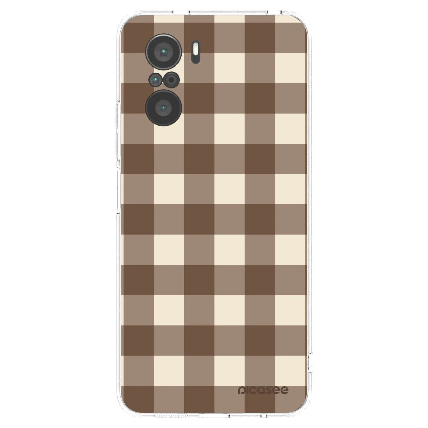 Picasee silikónový prehľadný obal pre Xiaomi Poco F3 - Brown grid