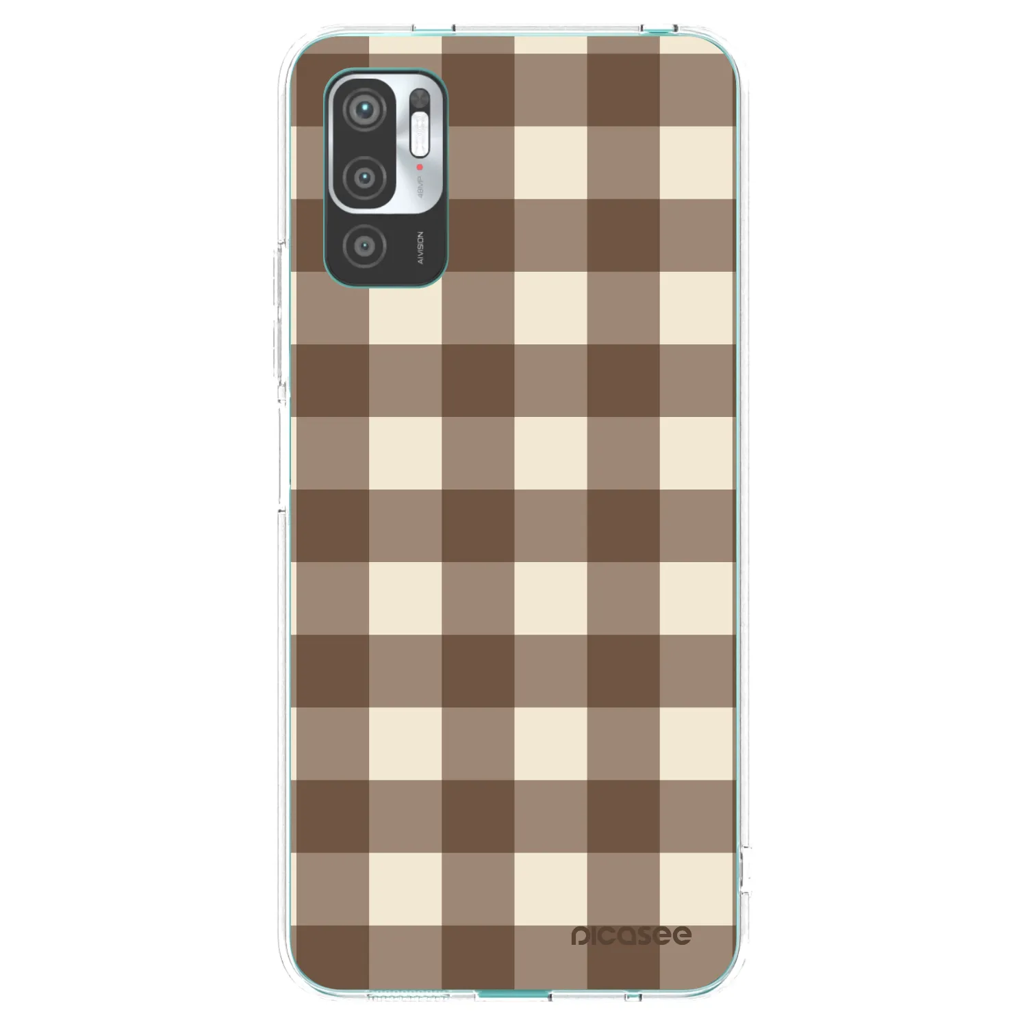 Picasee silikónový prehľadný obal pre Xiaomi Redmi Note 10 5G - Brown grid