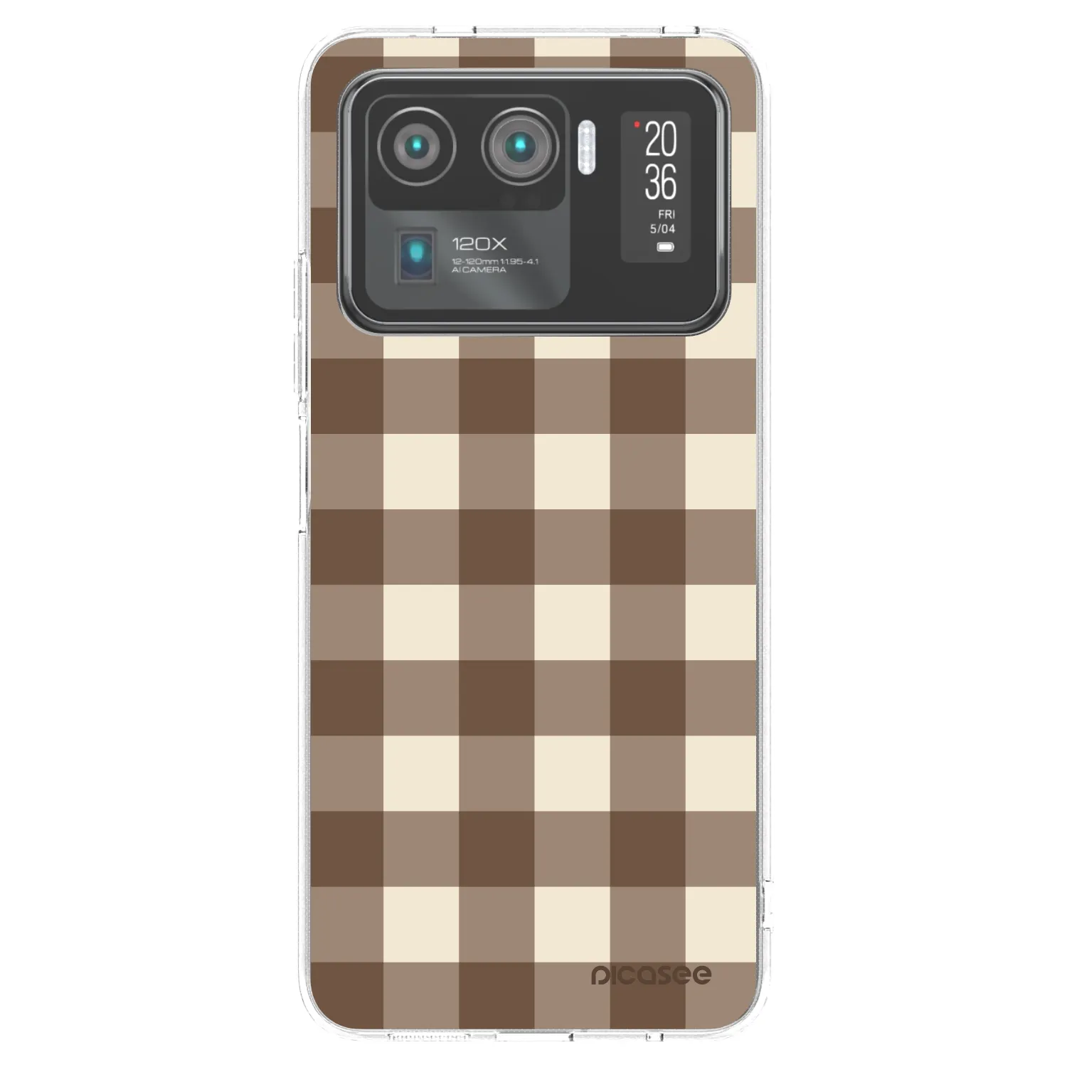 Picasee silikónový prehľadný obal pre Xiaomi Mi 11 Ultra - Brown grid