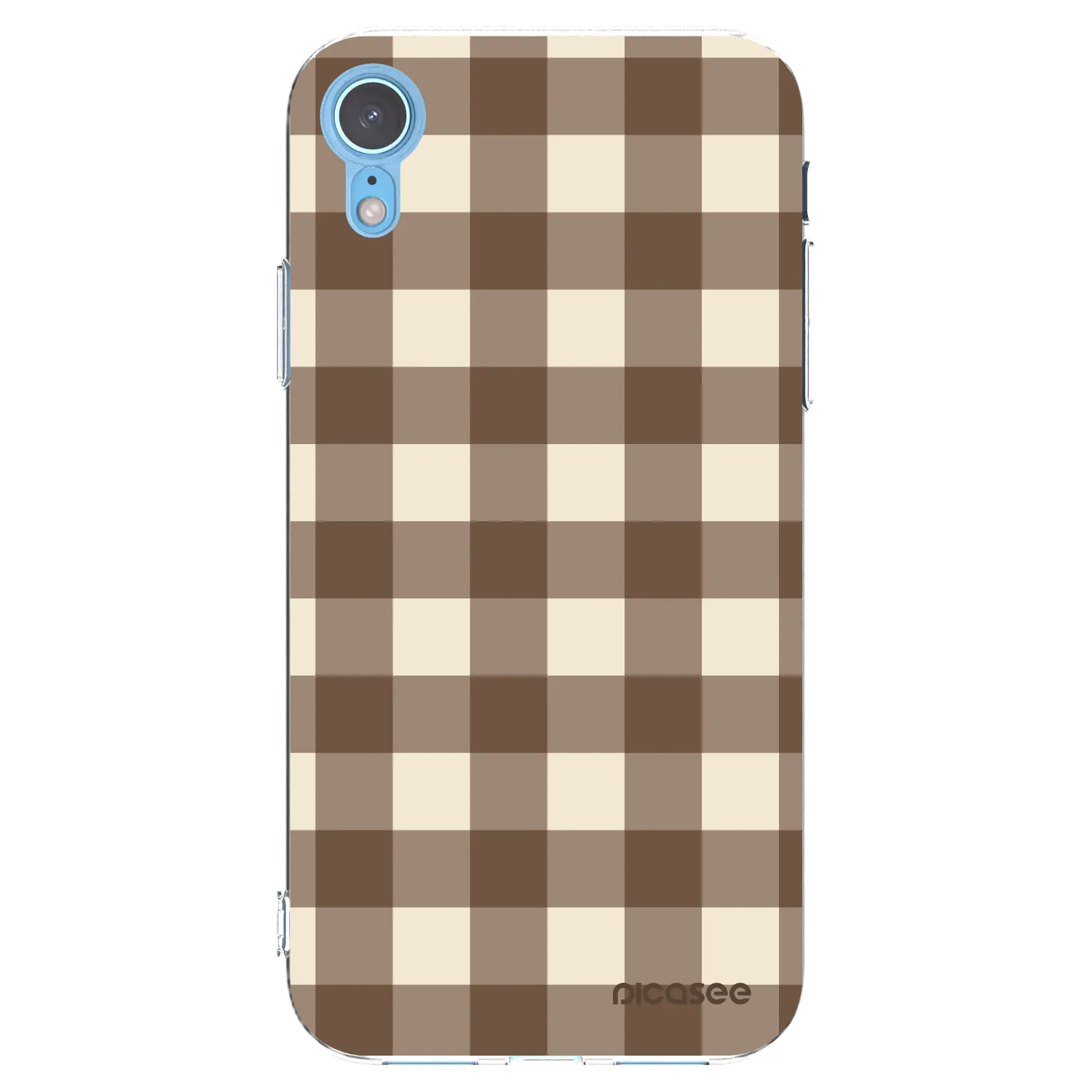 Picasee silikónový prehľadný obal pre Apple iPhone XR - Brown grid
