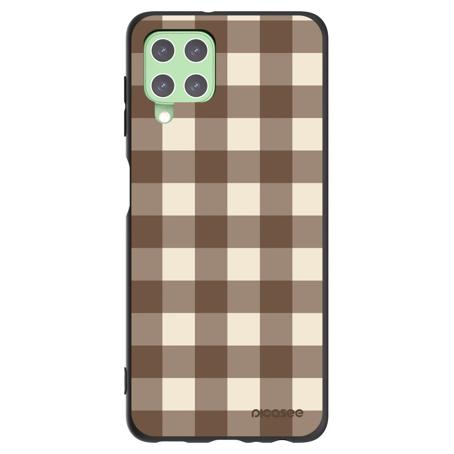 Picasee silikónový čierny obal pre Samsung Galaxy A22 A225F 4G - Brown grid