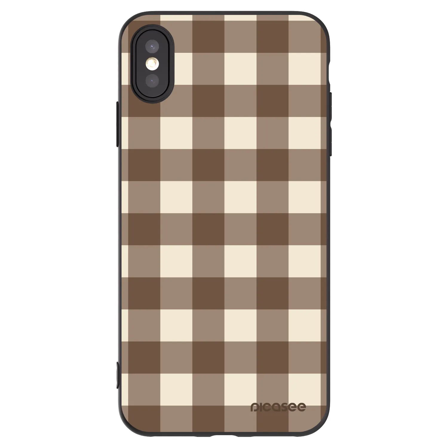 Picasee silikónový čierny obal pre Apple iPhone XS Max - Brown grid