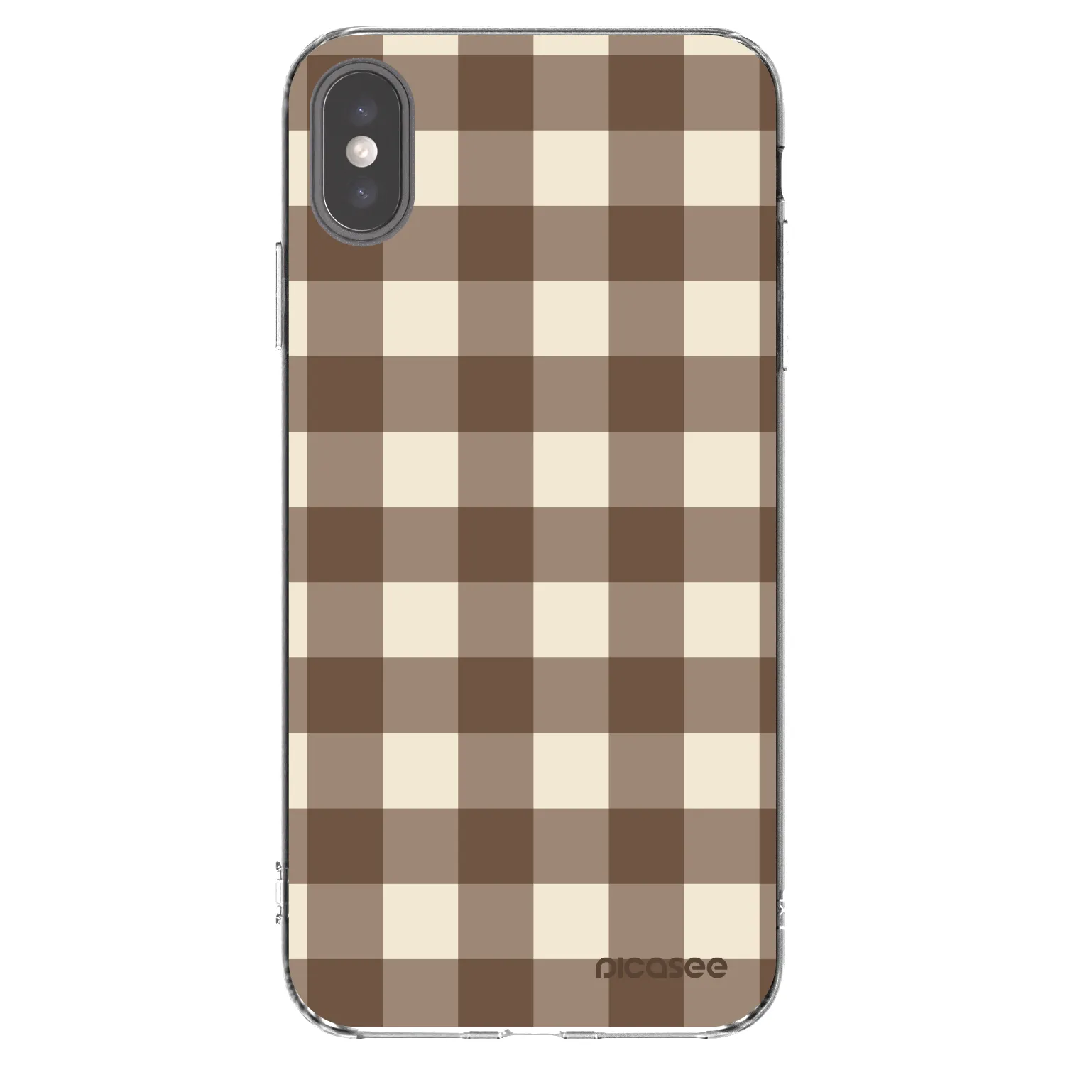 Picasee silikónový prehľadný obal pre Apple iPhone XS Max - Brown grid