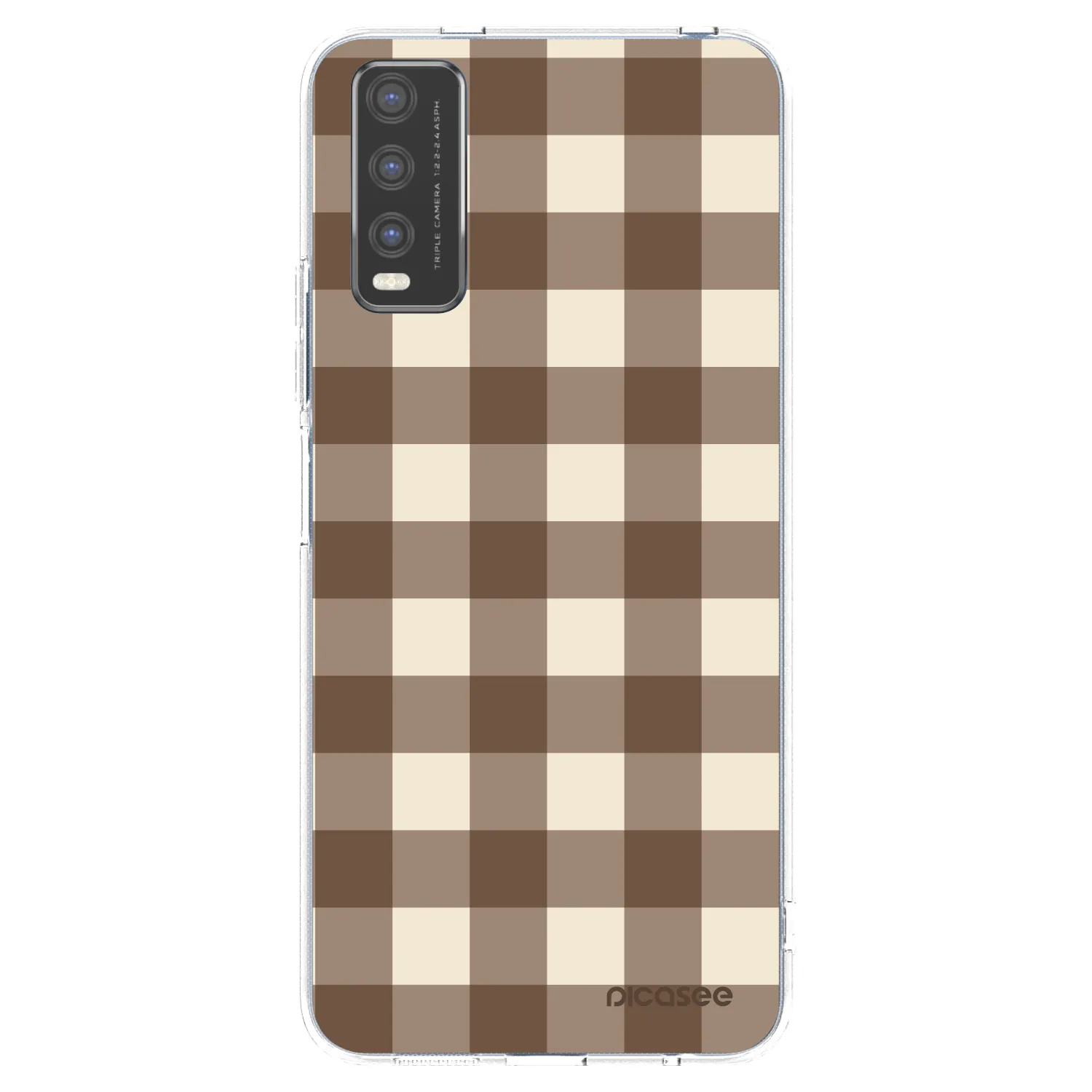 Picasee silikónový prehľadný obal pre Vivo Y20s - Brown grid