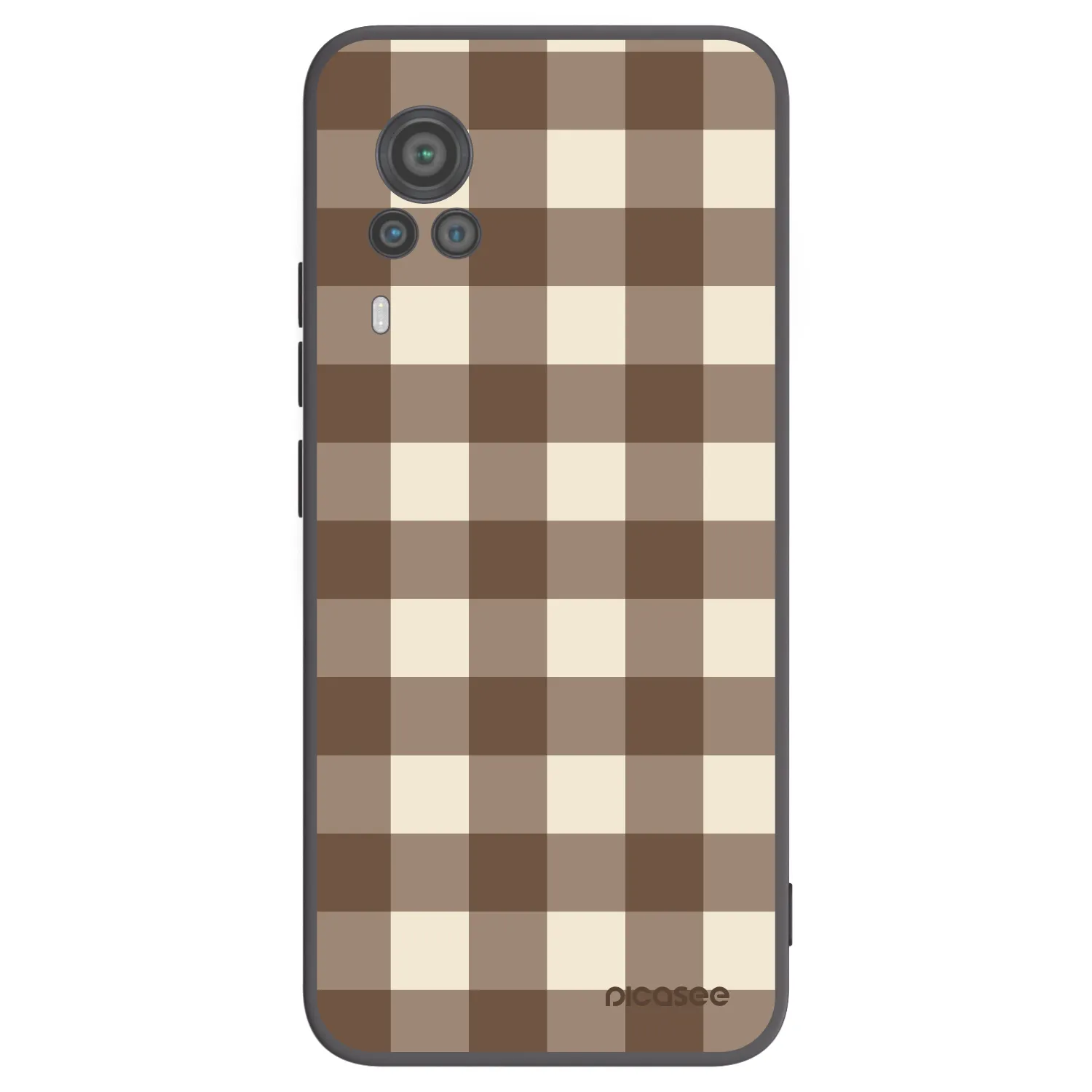Picasee silikónový čierny obal pre Vivo X60 Pro 5G - Brown grid