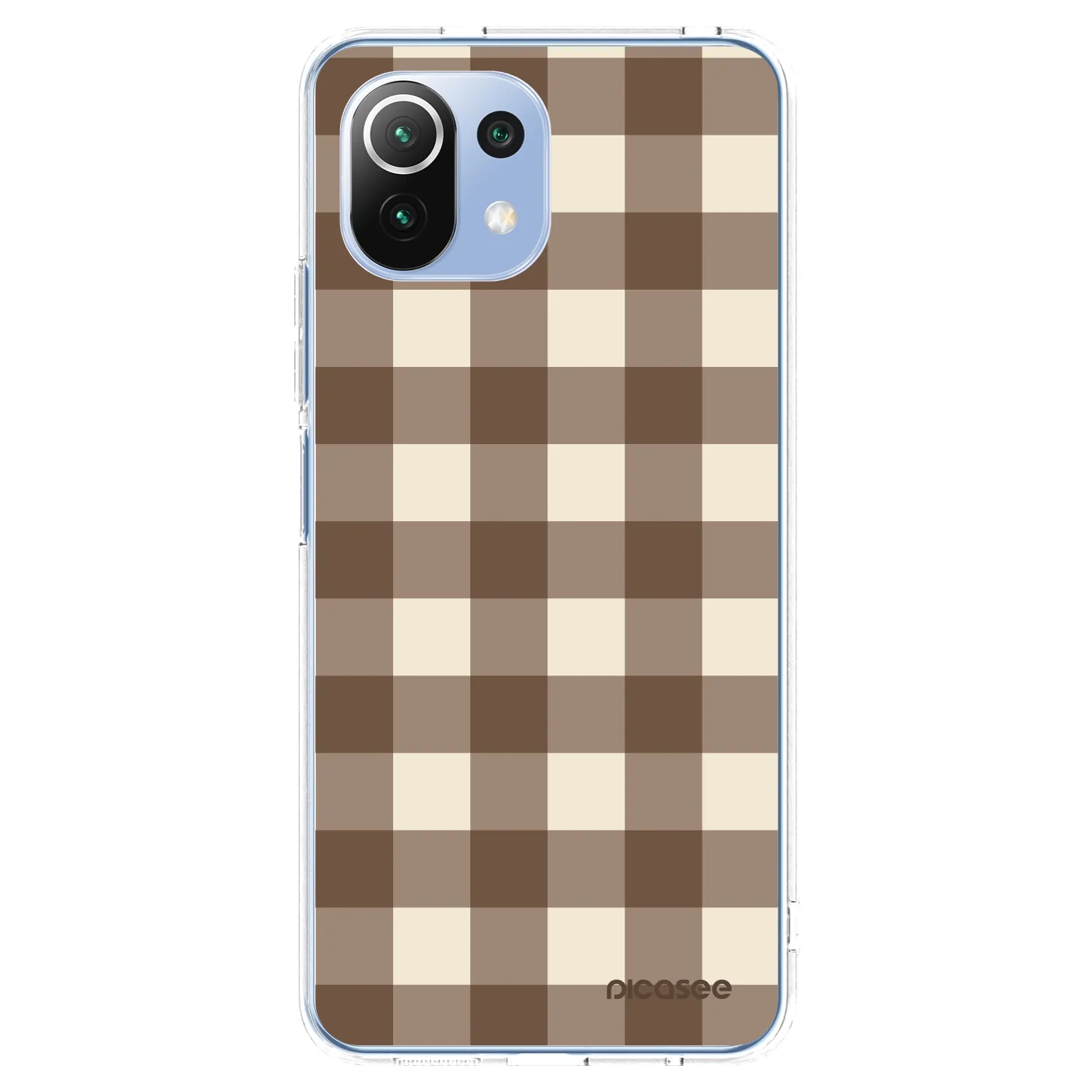 Picasee silikónový prehľadný obal pre Xiaomi 11 Lite 5G NE - Brown grid
