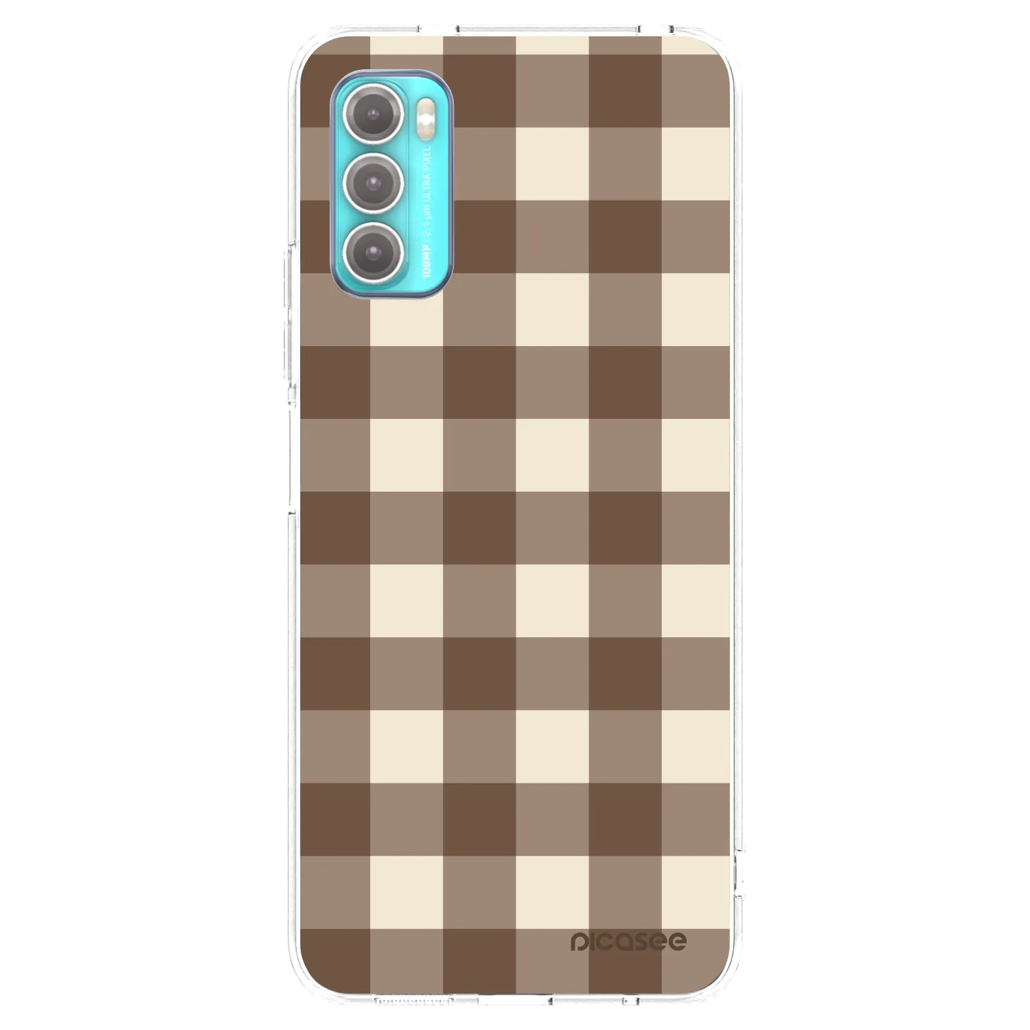 Picasee silikónový prehľadný obal pre Motorola Moto G60 - Brown grid