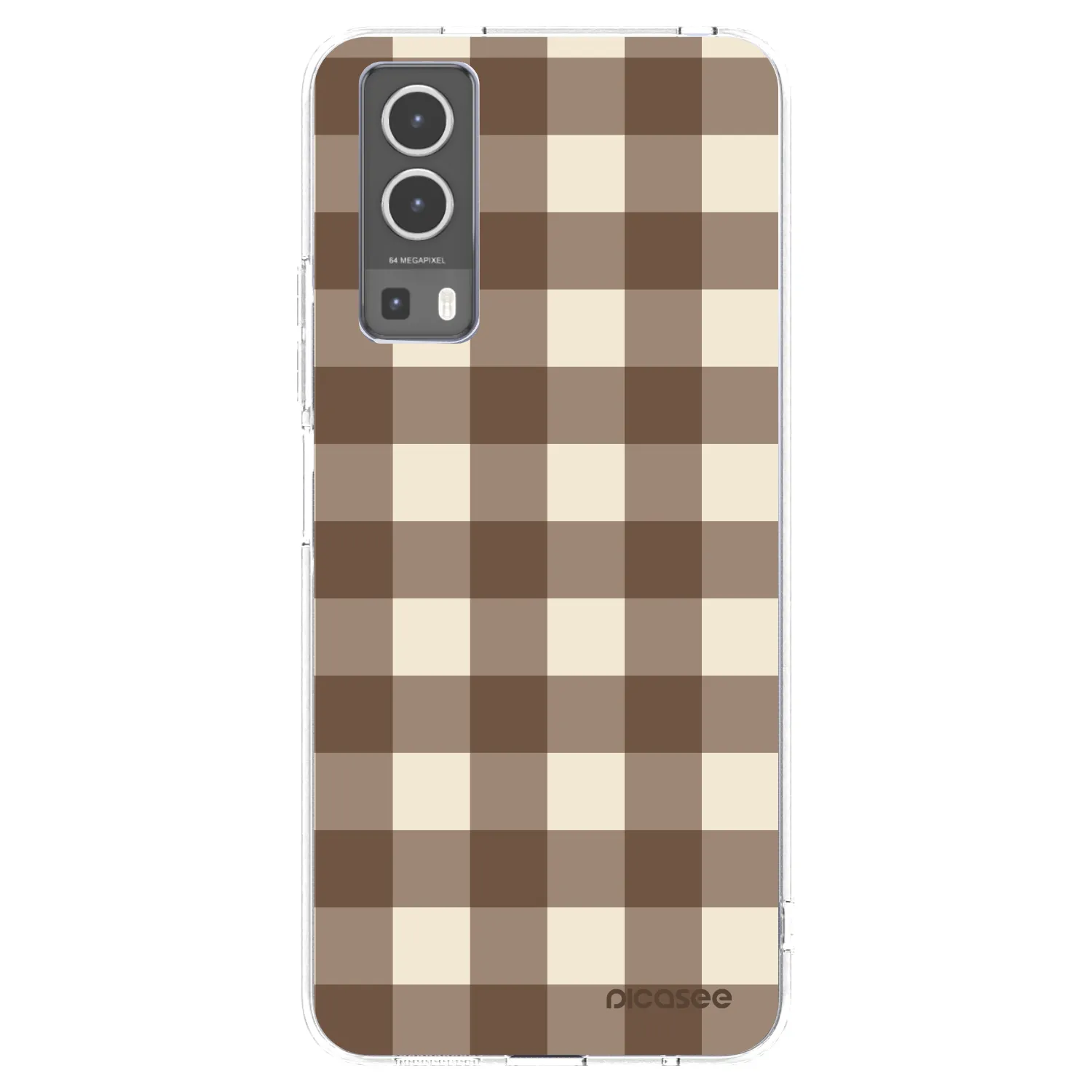 Picasee silikónový prehľadný obal pre Vivo Y72 5G - Brown grid