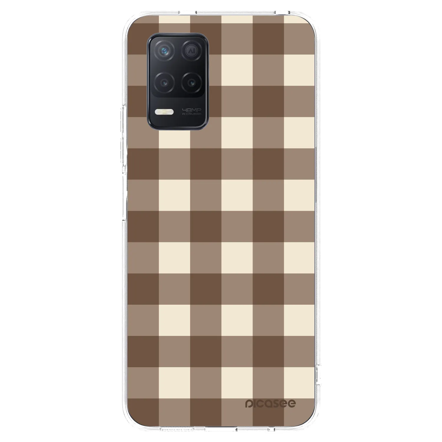 Picasee silikónový prehľadný obal pre Realme 8 5G - Brown grid