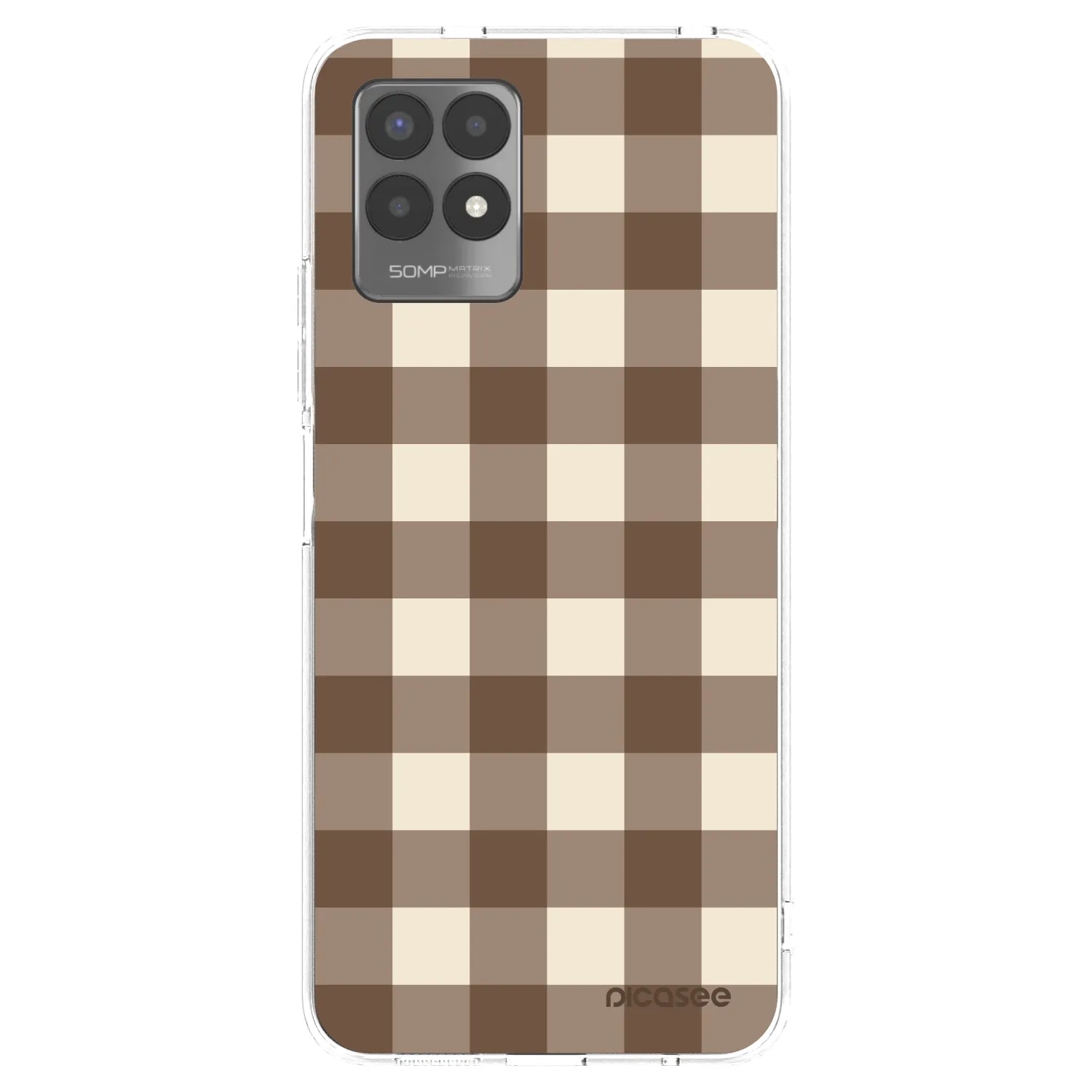 Picasee silikónový prehľadný obal pre Realme 8i - Brown grid
