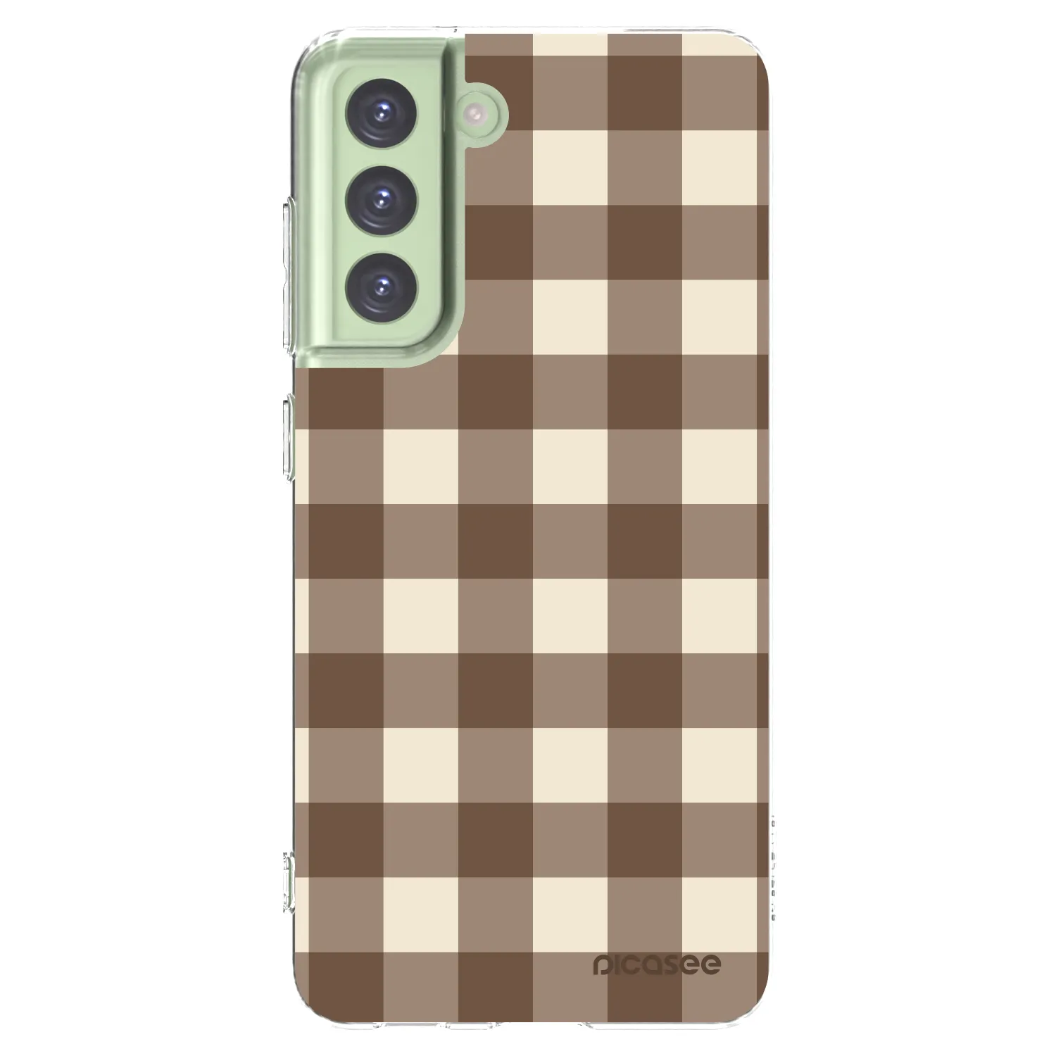 Picasee silikónový prehľadný obal pre Samsung Galaxy S21 FE 5G - Brown grid