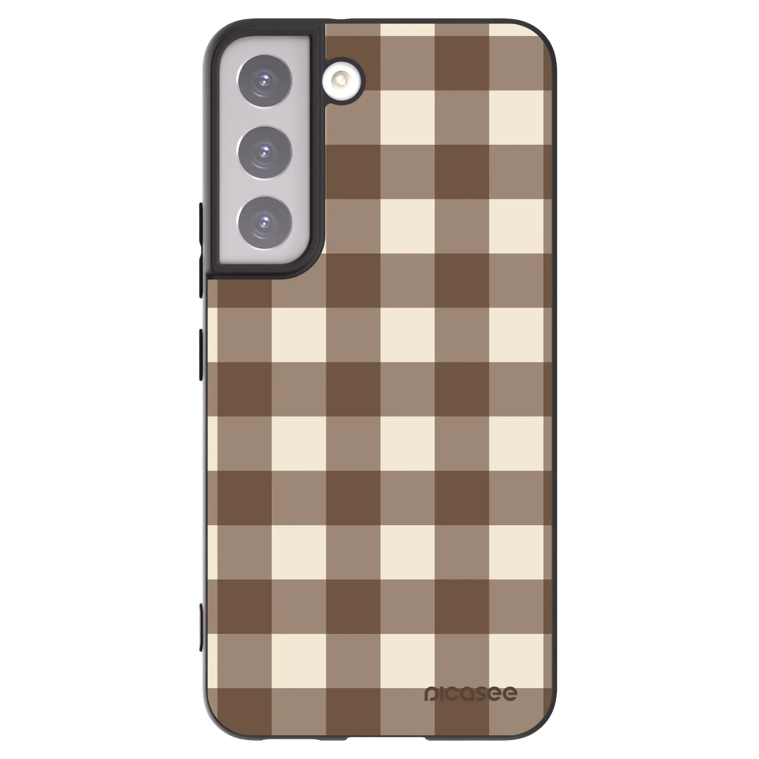 Picasee silikónový čierny obal pre Samsung Galaxy S22 5G - Brown grid