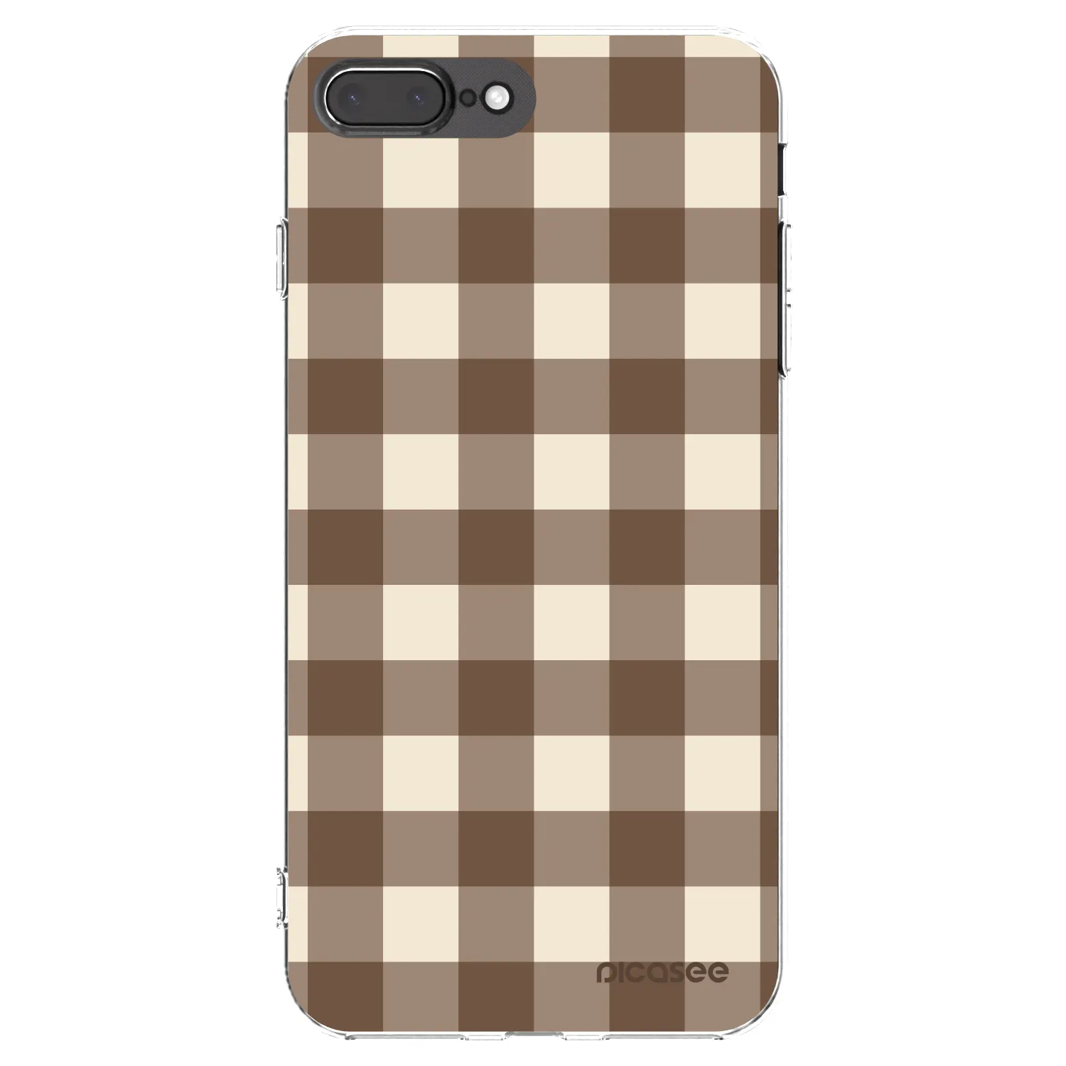 Picasee silikónový prehľadný obal pre Apple iPhone 7 Plus - Brown grid