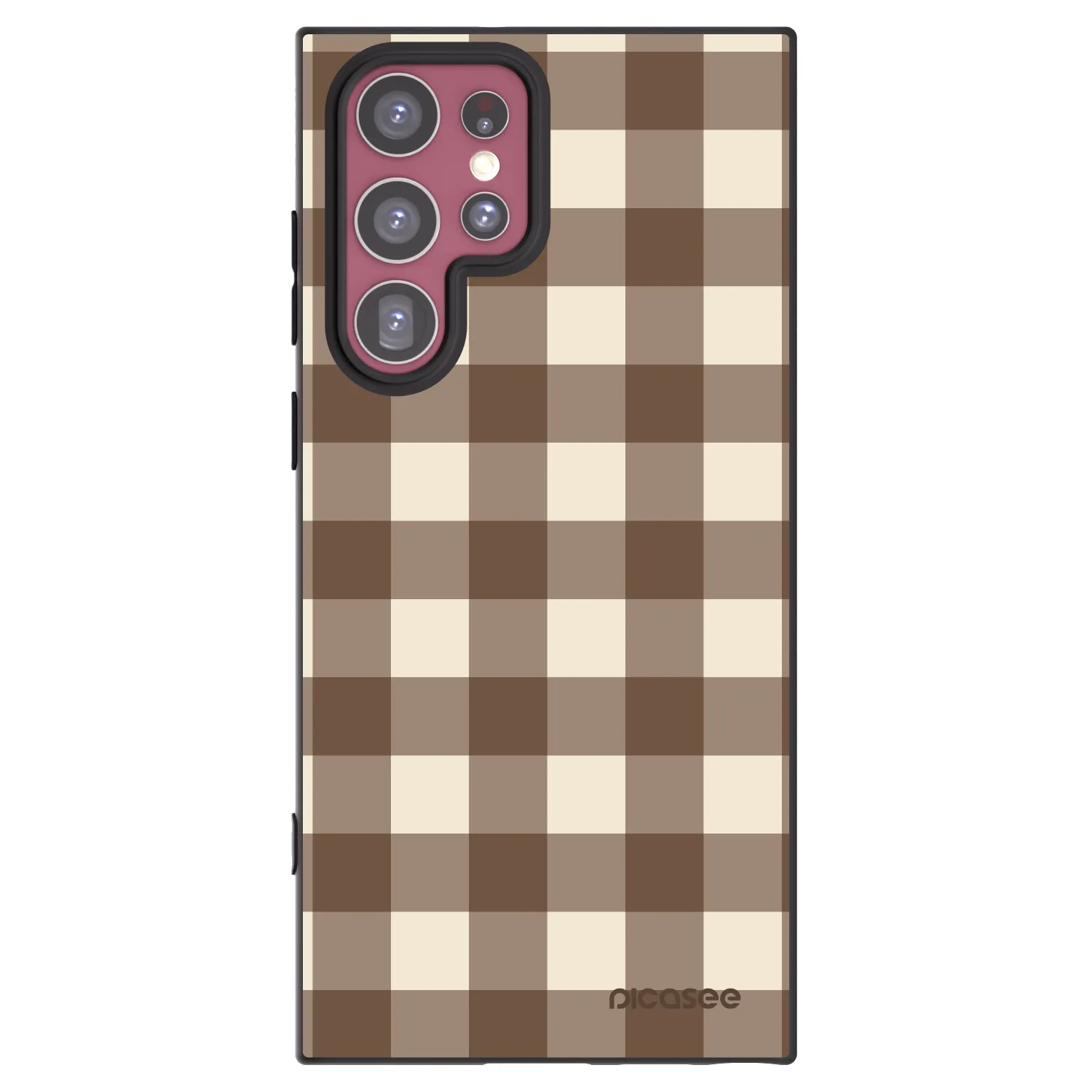 Picasee silikónový čierny obal pre Samsung Galaxy S22 Ultra 5G - Brown grid