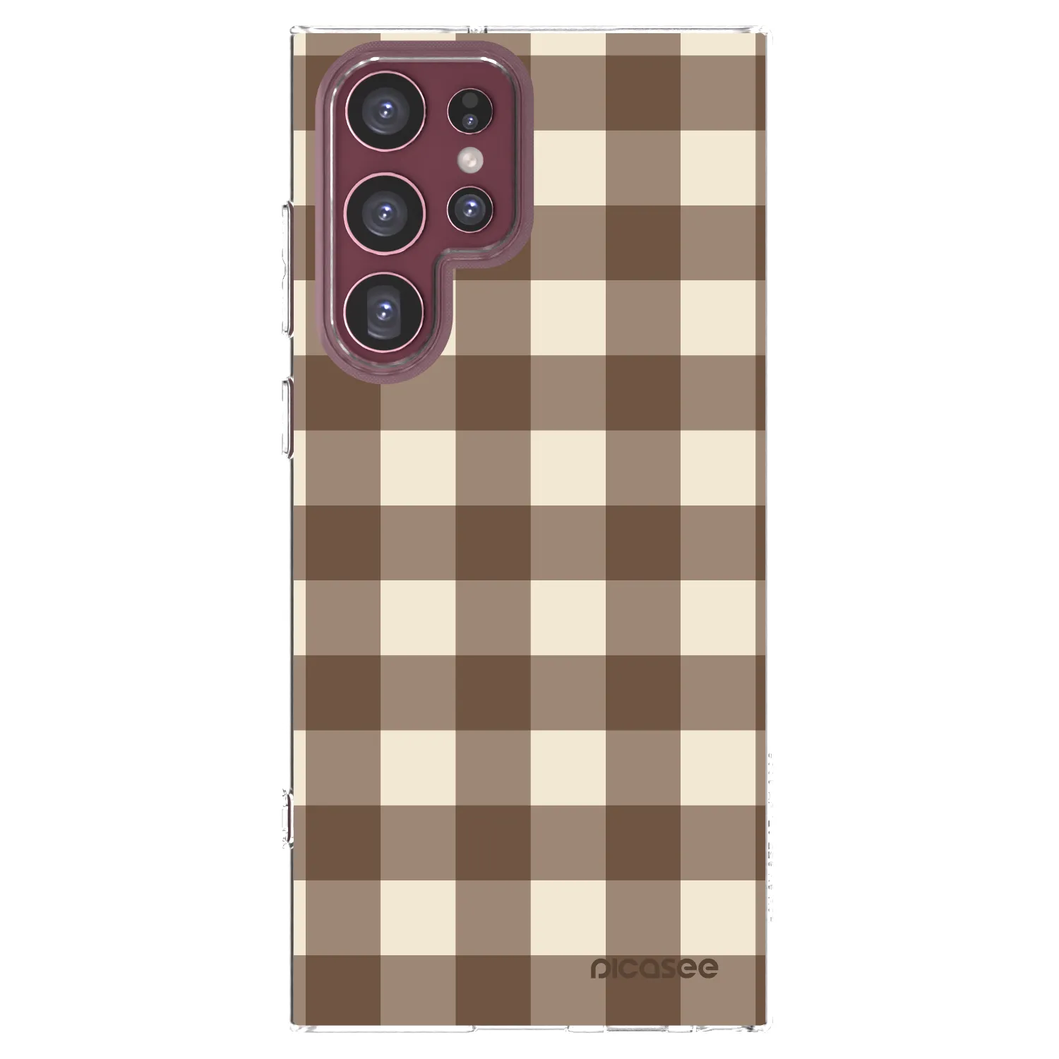 Picasee silikónový prehľadný obal pre Samsung Galaxy S22 Ultra 5G - Brown grid