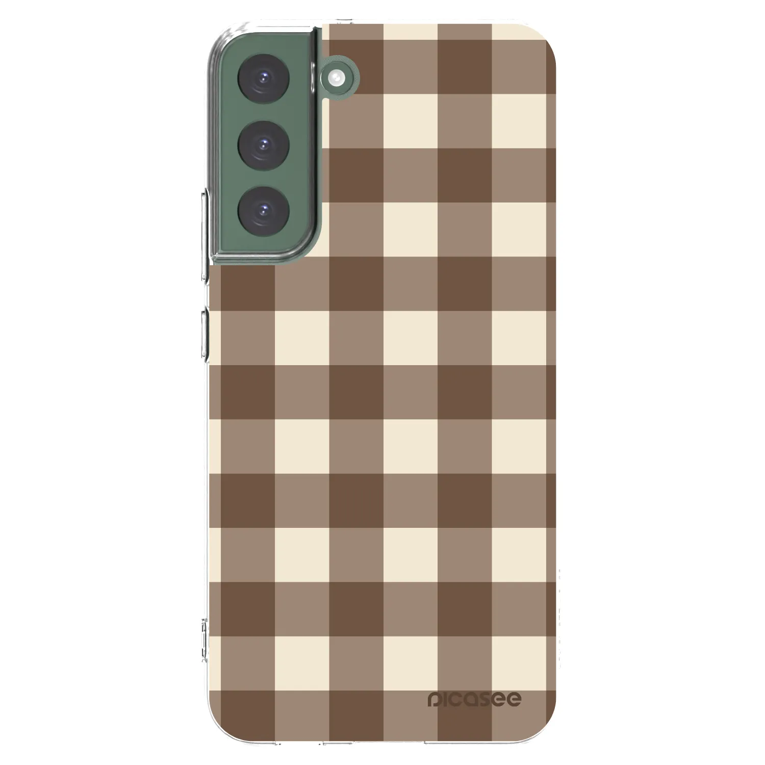 Picasee silikónový prehľadný obal pre Samsung Galaxy S22+ 5G - Brown grid