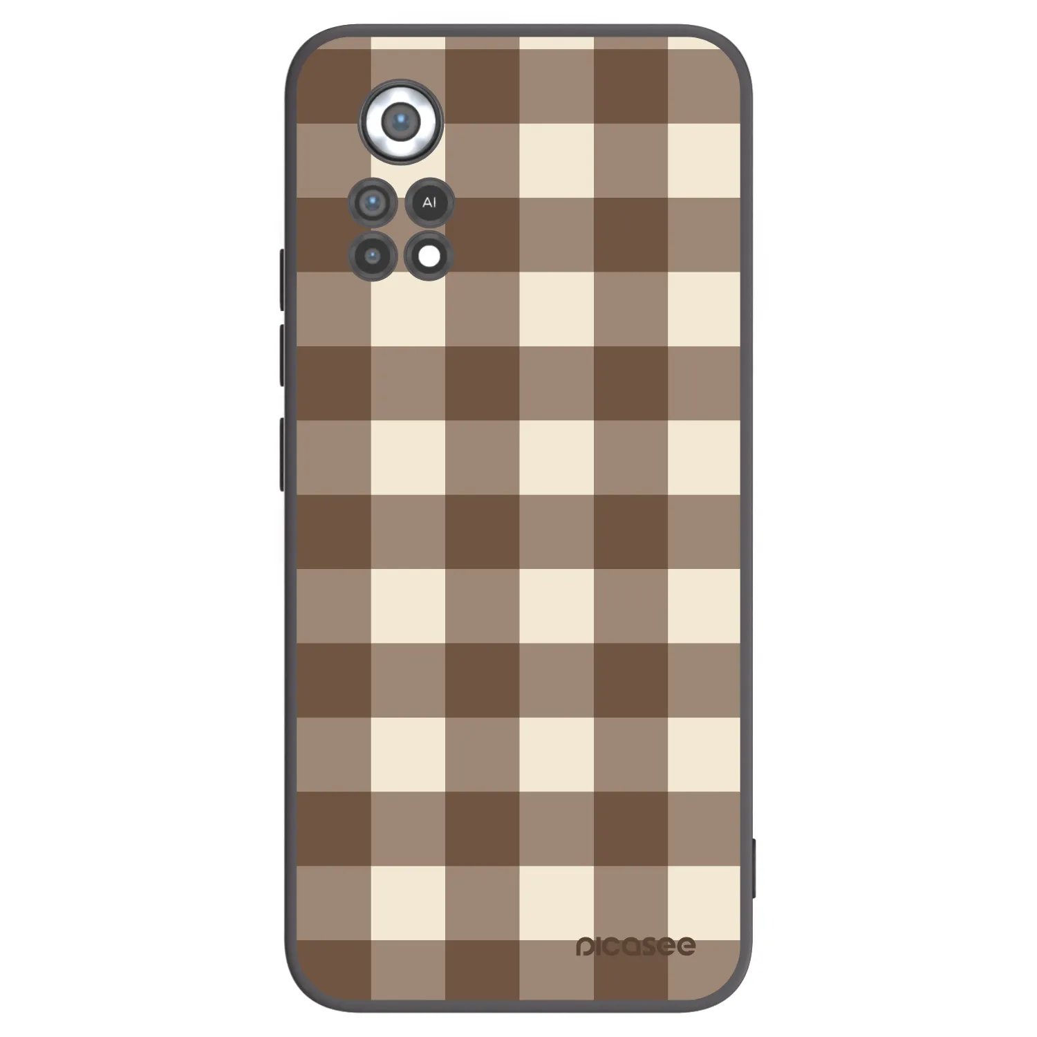 Picasee silikónový čierny obal pre Xiaomi Poco X4 Pro 5G - Brown grid