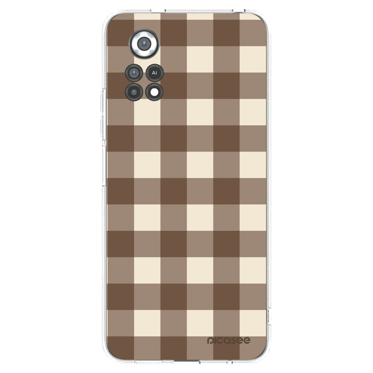 Picasee silikónový prehľadný obal pre Xiaomi Poco X4 Pro 5G - Brown grid