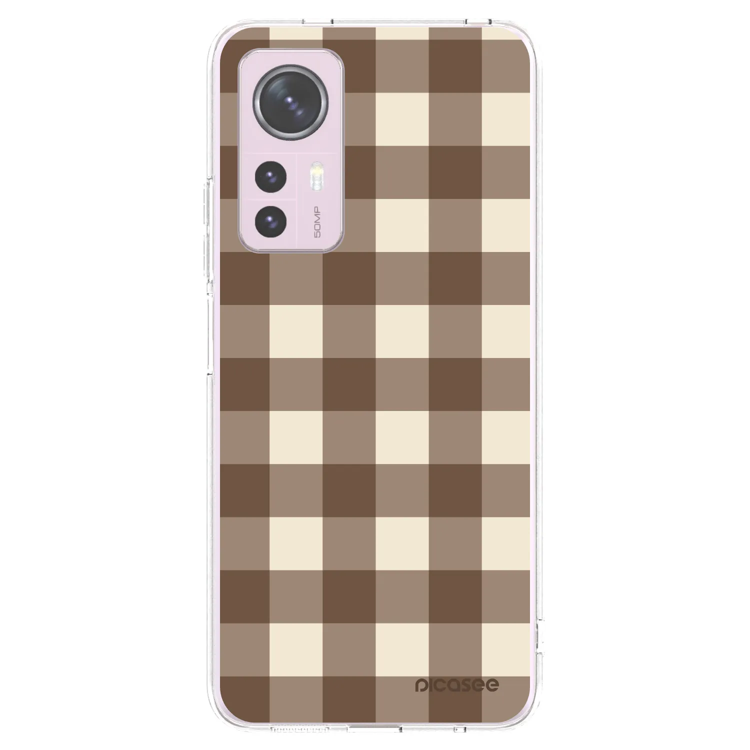 Picasee silikónový prehľadný obal pre Xiaomi 12 - Brown grid