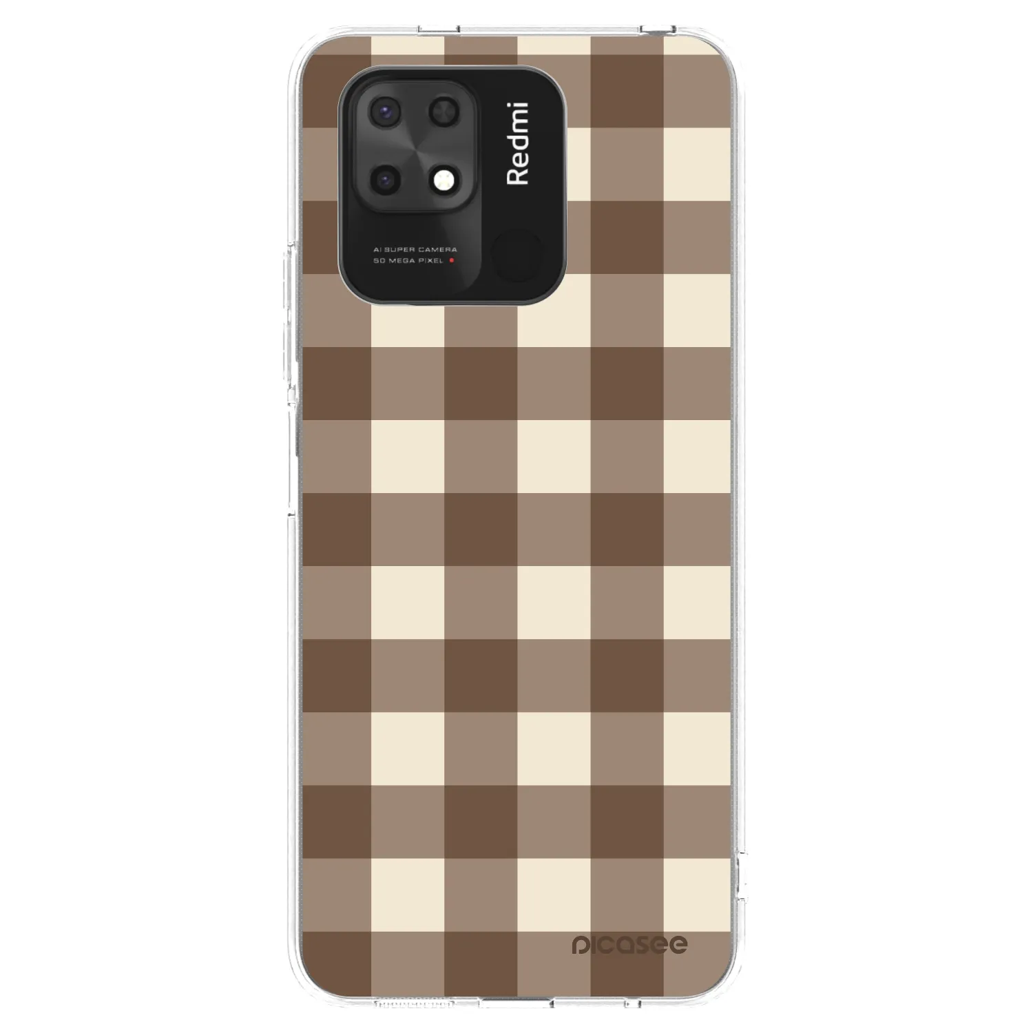 Picasee silikónový prehľadný obal pre Xiaomi Redmi 10C - Brown grid
