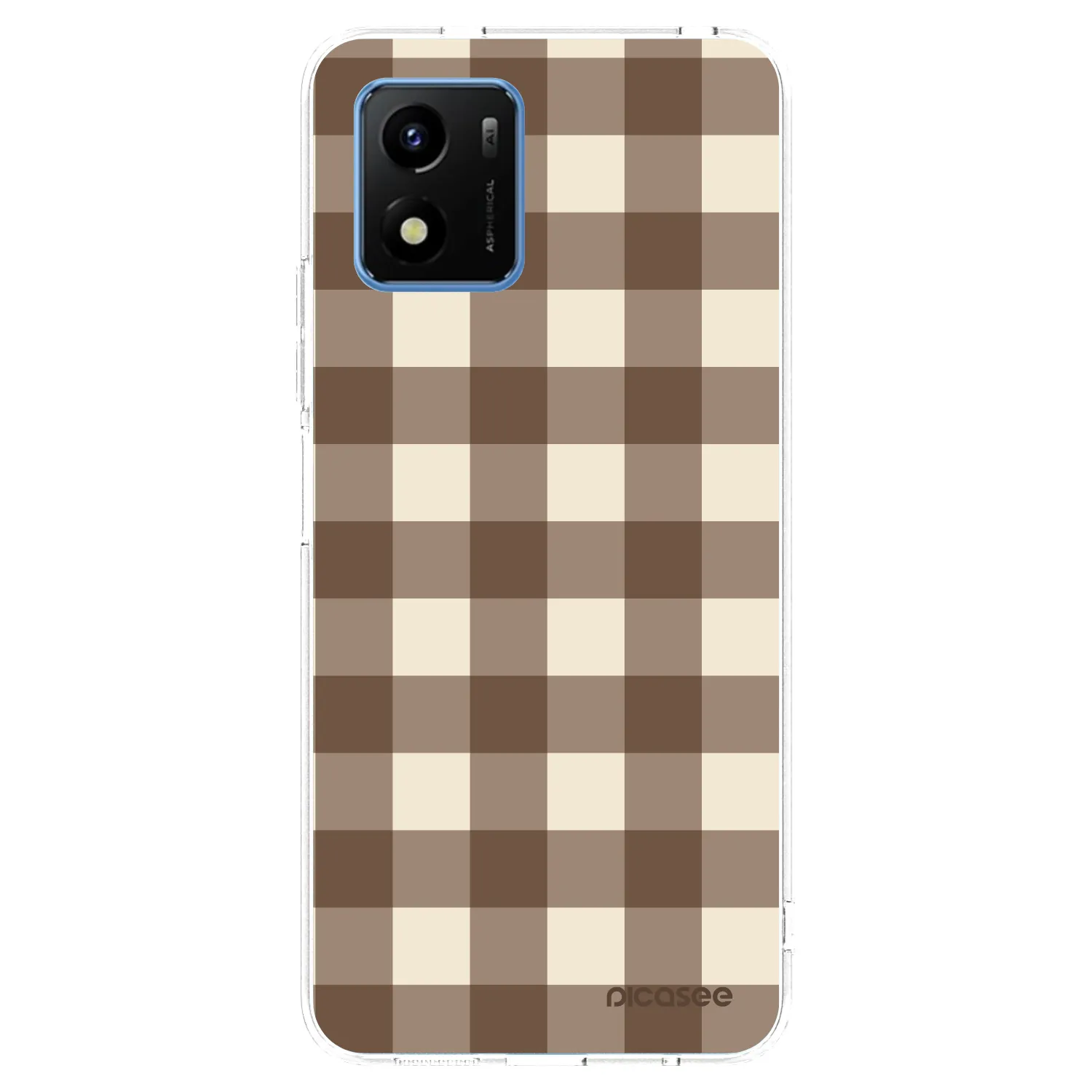 Picasee silikónový prehľadný obal pre Vivo Y01 - Brown grid