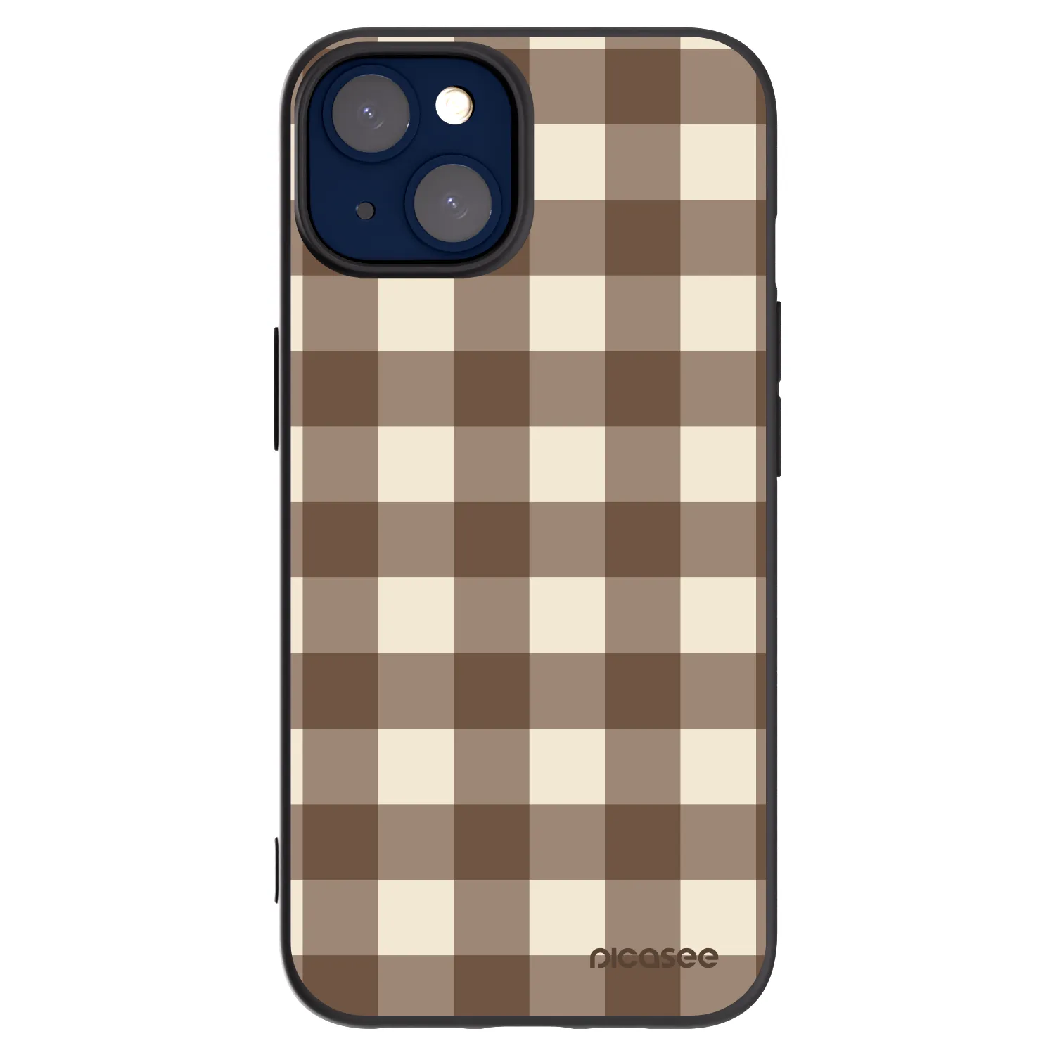 Picasee silikónový čierny obal pre Apple iPhone 14 - Brown grid
