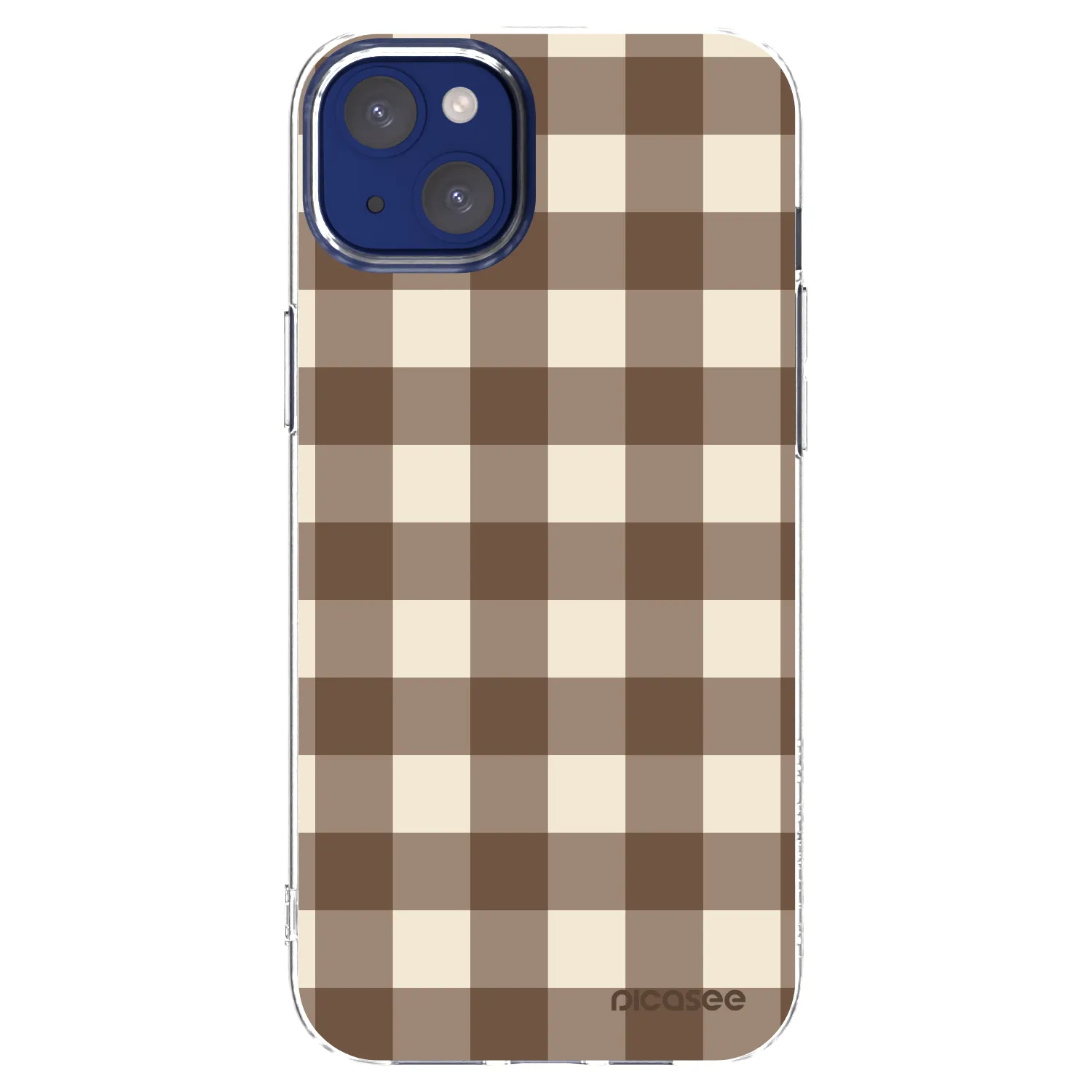 Picasee silikónový prehľadný obal pre Apple iPhone 14 Plus - Brown grid