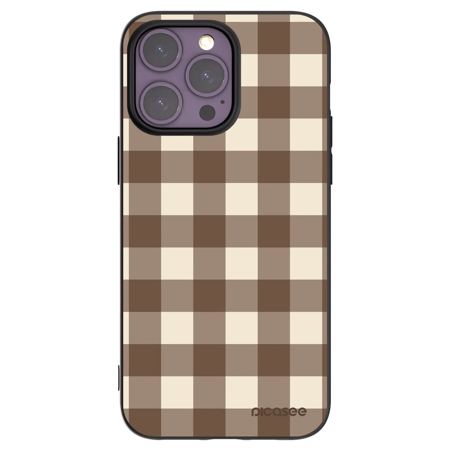 Picasee silikónový čierny obal pre Apple iPhone 14 Pro Max - Brown grid