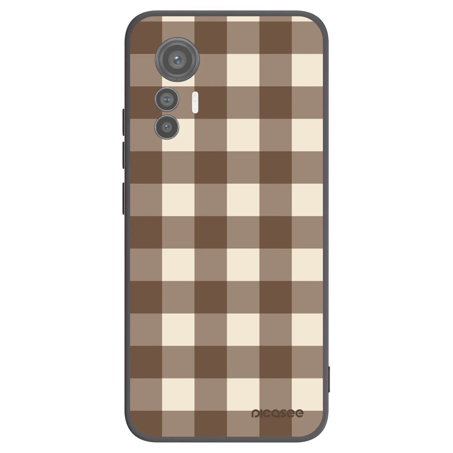 Picasee silikónový čierny obal pre Xiaomi 12 Lite - Brown grid