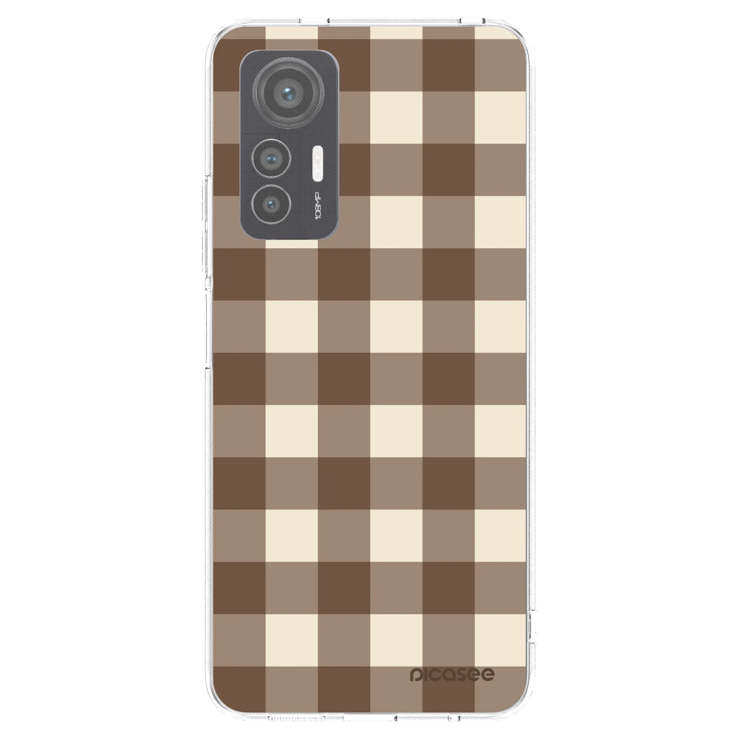 Picasee silikónový prehľadný obal pre Xiaomi 12 Lite - Brown grid