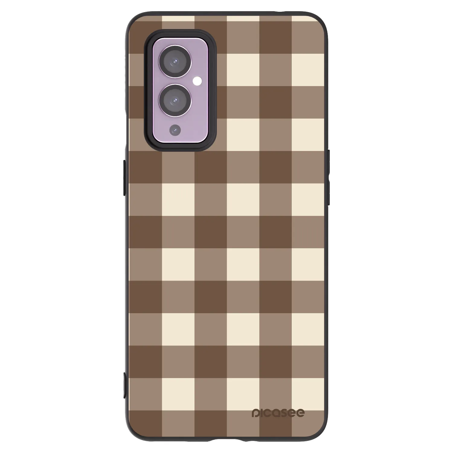 Picasee silikónový čierny obal pre OnePlus 9 - Brown grid