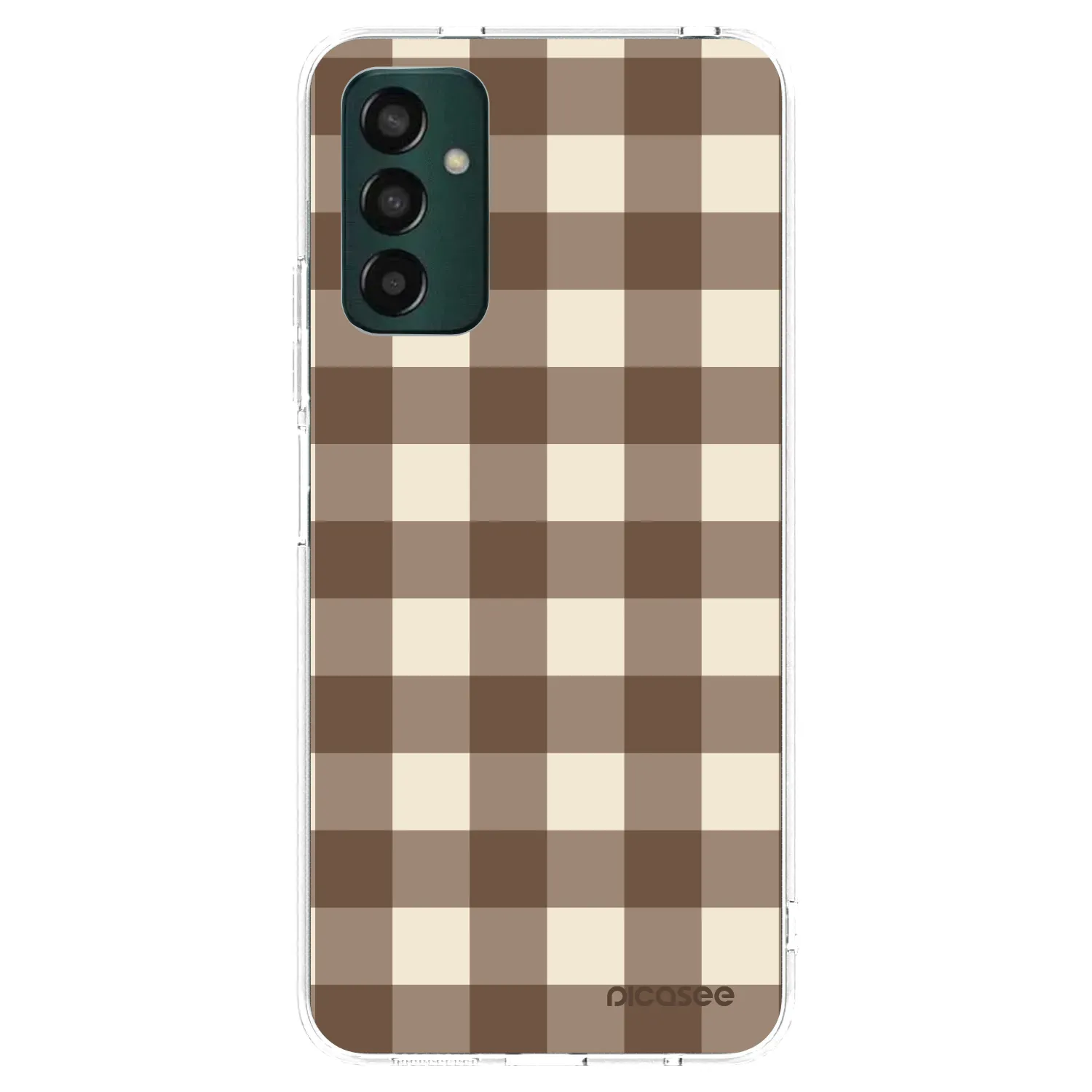 Picasee silikónový prehľadný obal pre Samsung Galaxy M23 5G - Brown grid