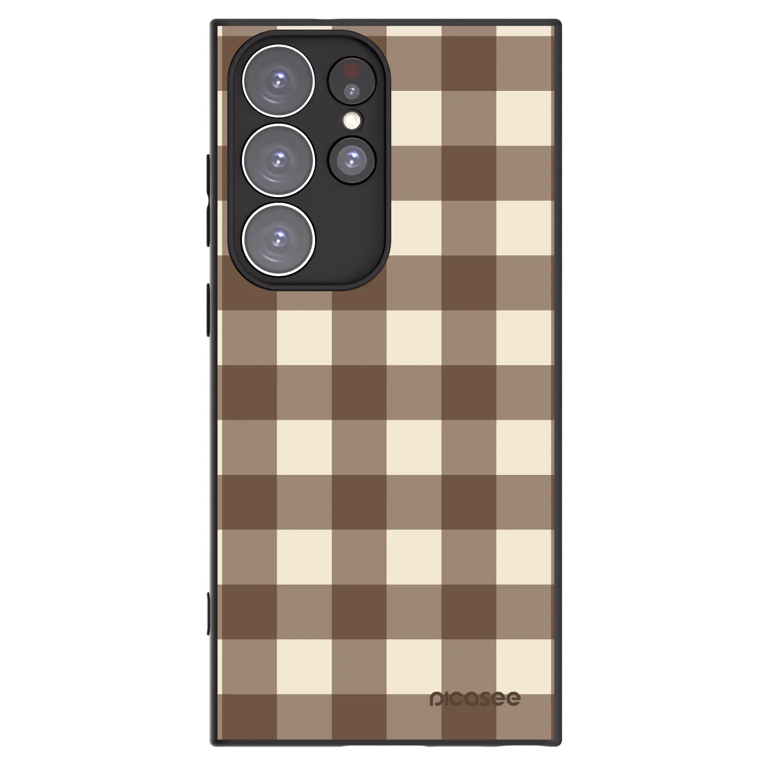 Picasee silikónový čierny obal pre Samsung Galaxy S23 Ultra 5G - Brown grid
