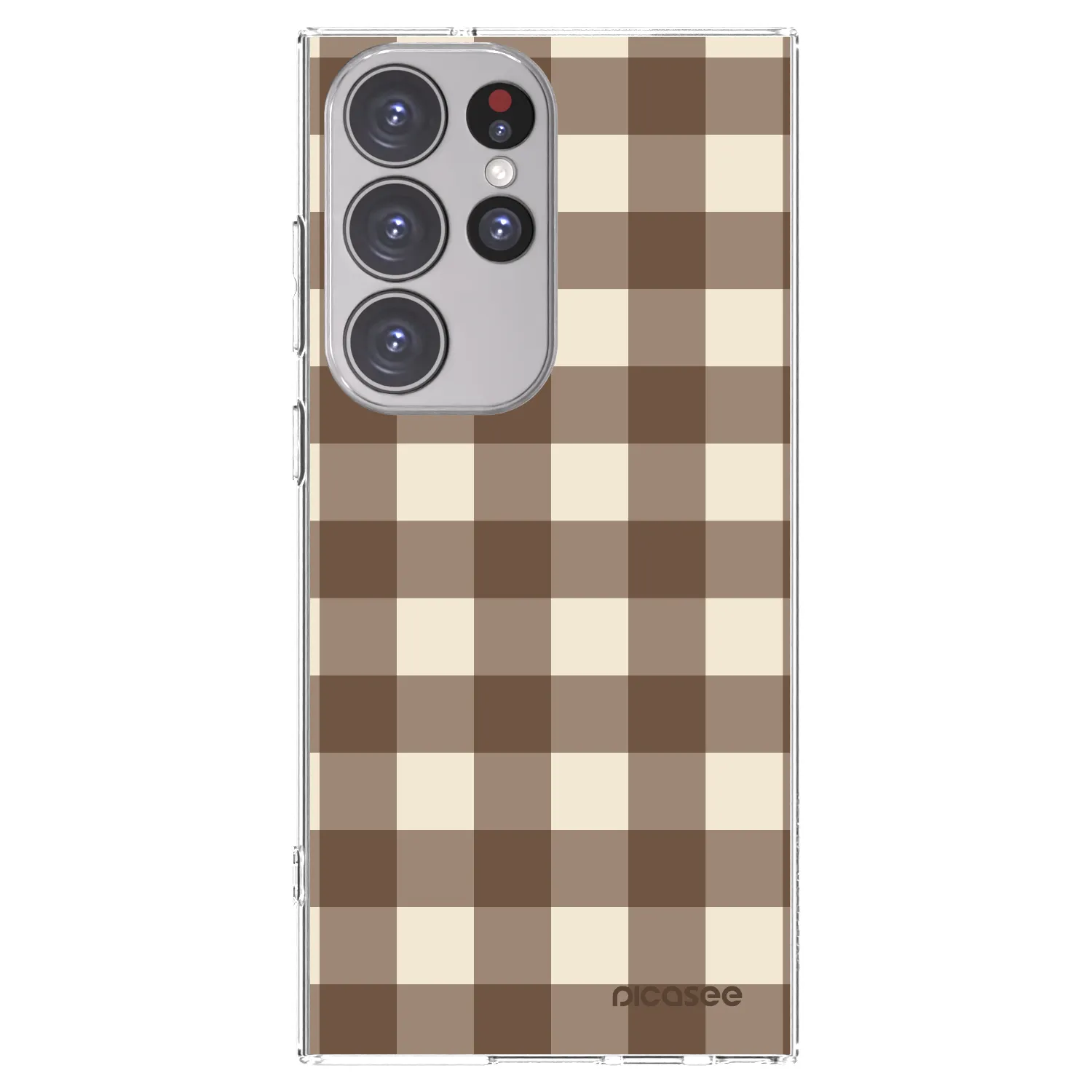 Picasee silikónový prehľadný obal pre Samsung Galaxy S23 Ultra 5G - Brown grid