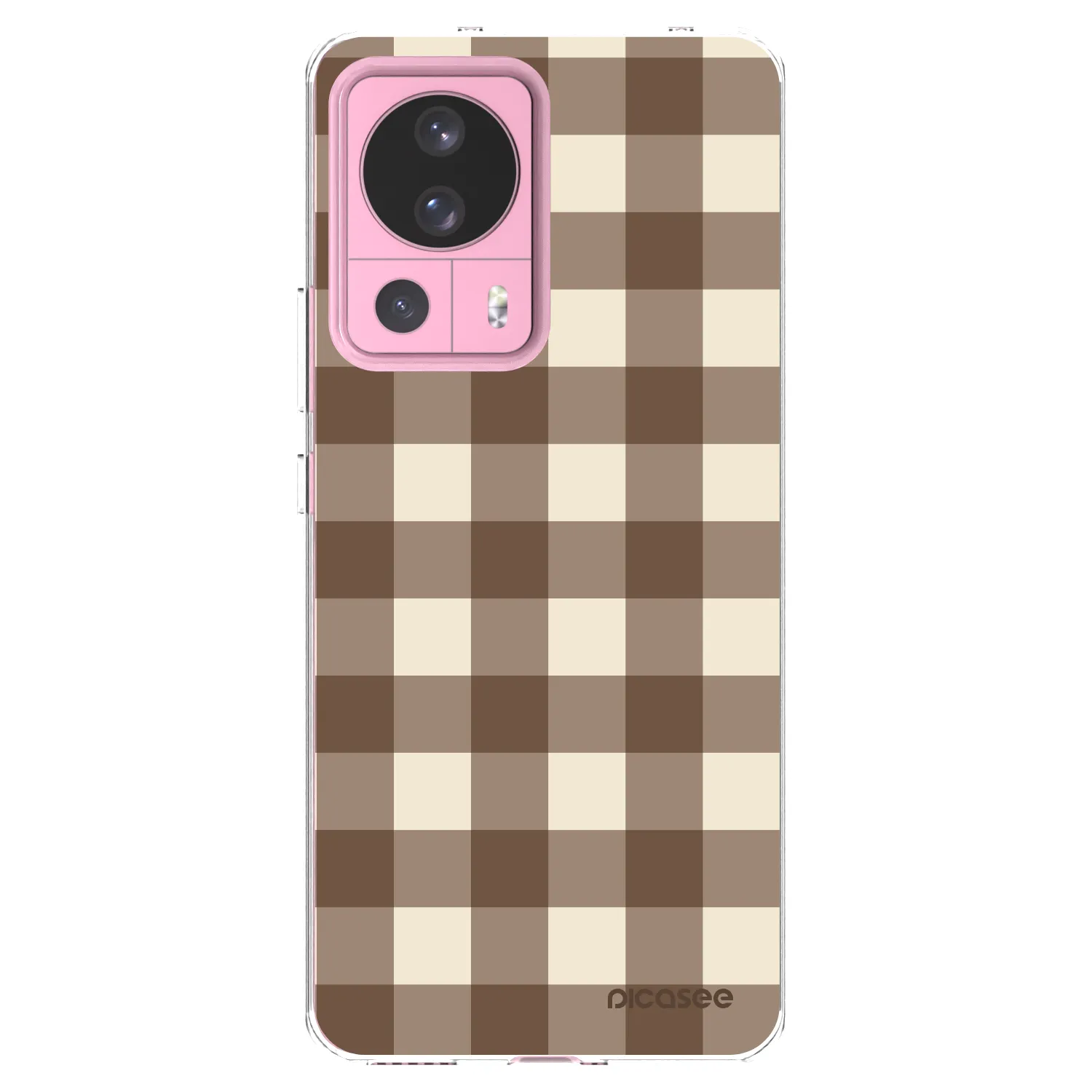 Picasee silikónový prehľadný obal pre Xiaomi 13 Lite - Brown grid