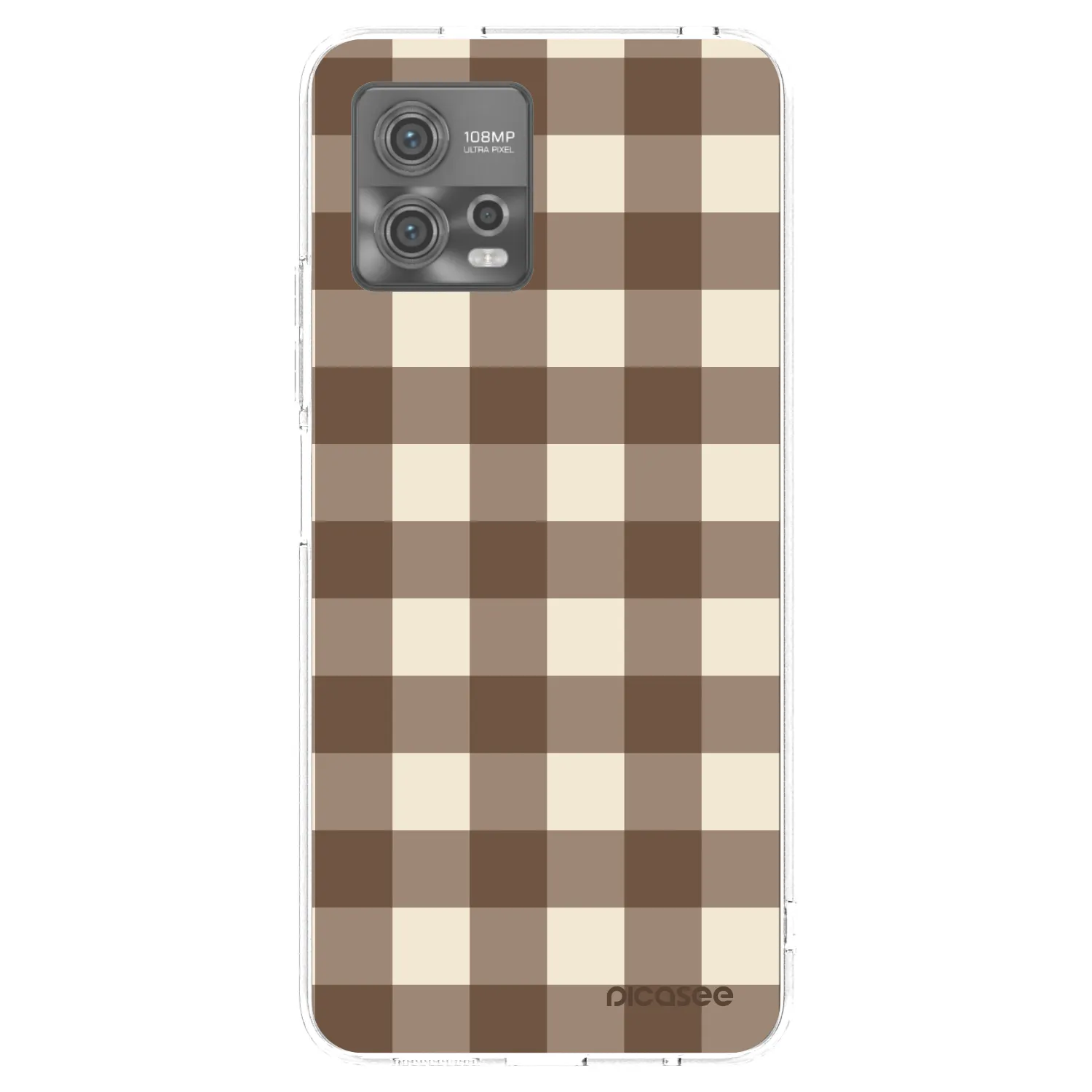 Picasee silikónový prehľadný obal pre Motorola Moto G72 - Brown grid