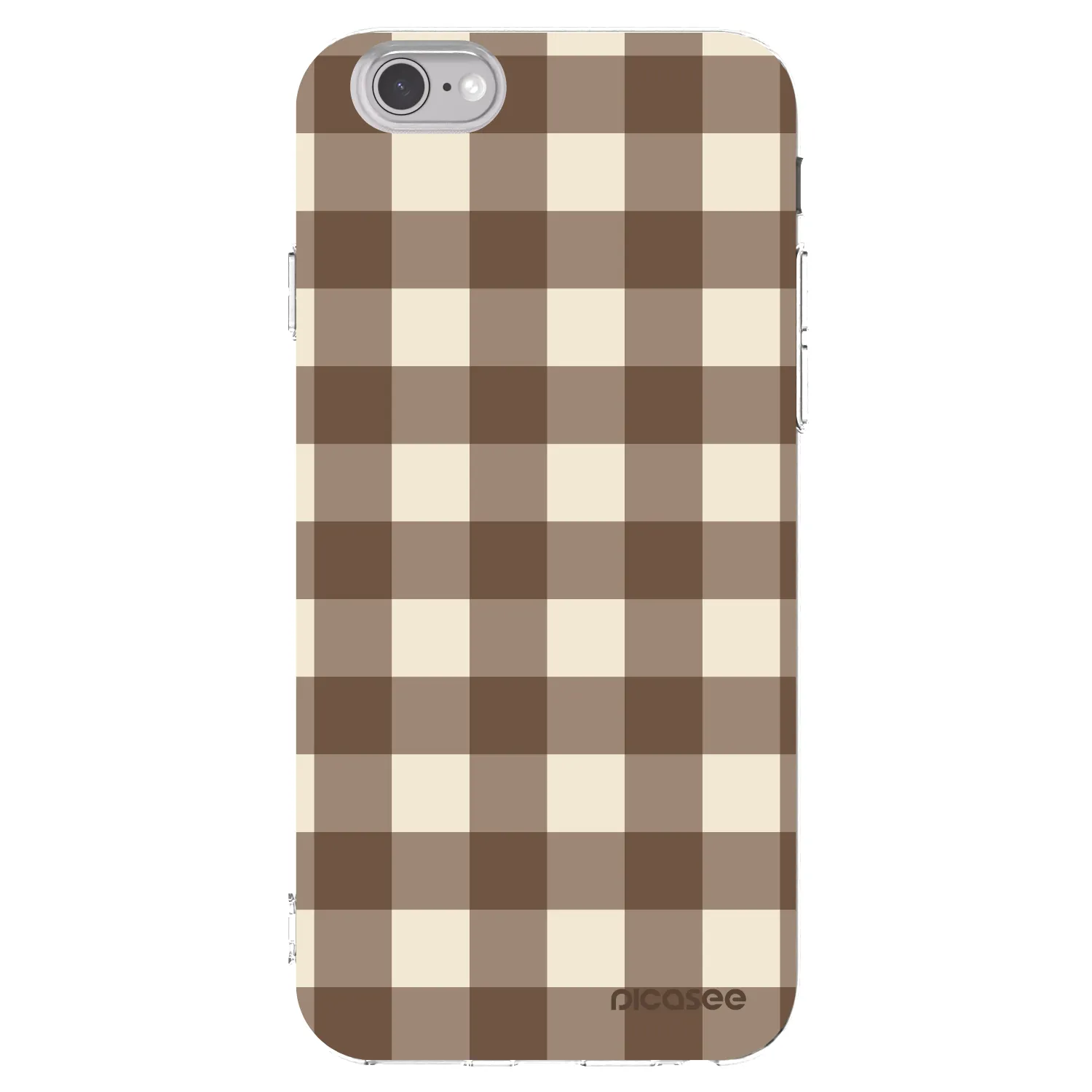 Picasee silikónový prehľadný obal pre Apple iPhone 6/6S - Brown grid