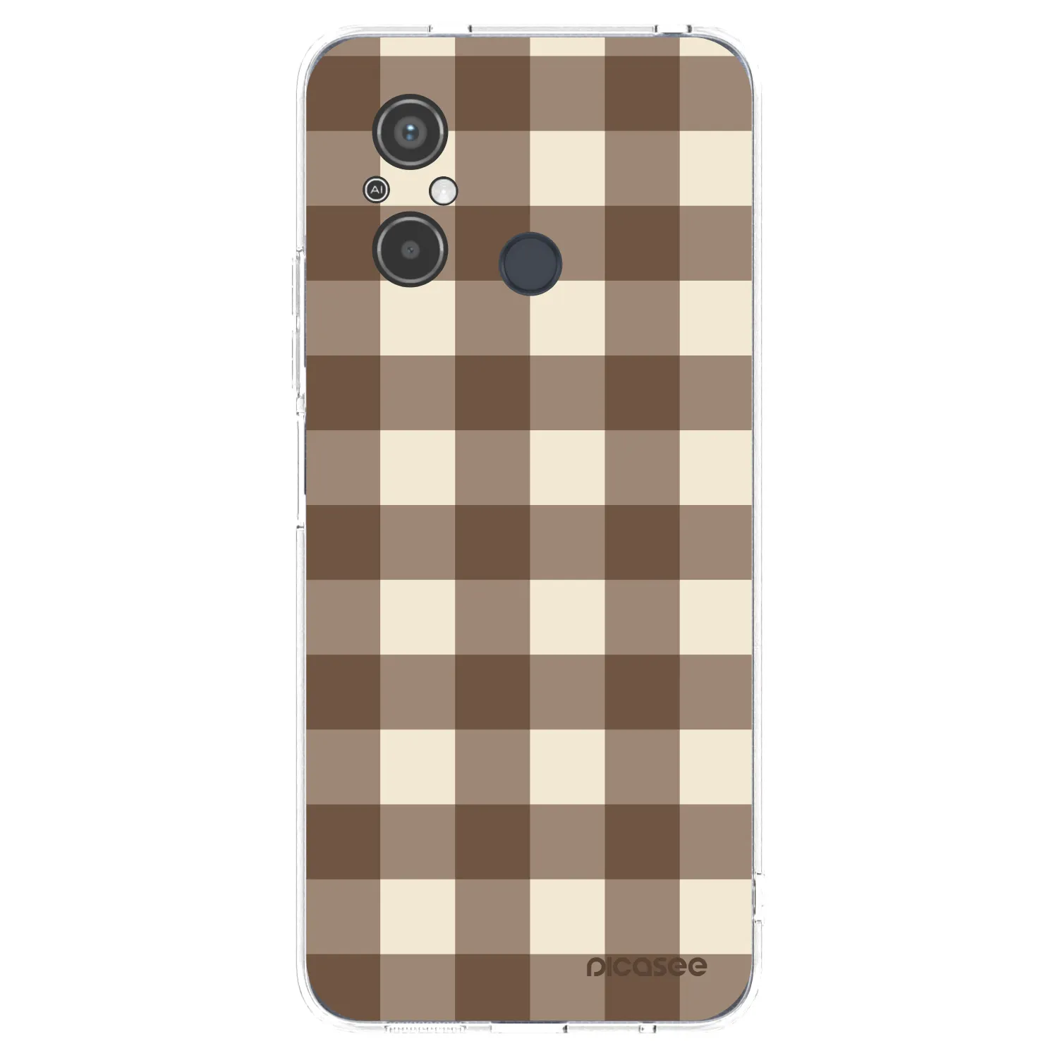 Picasee silikónový prehľadný obal pre Xiaomi Redmi 12C - Brown grid